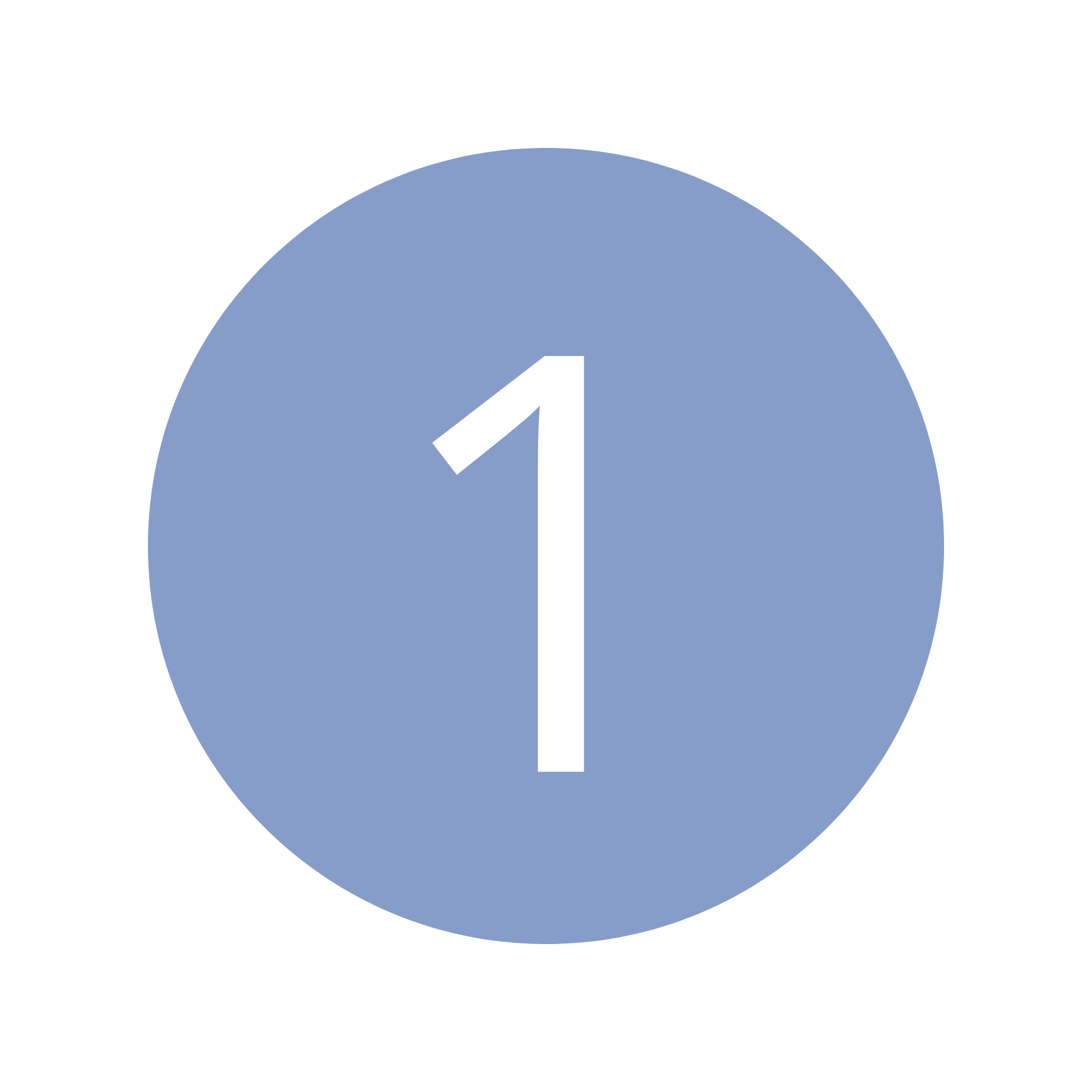 A blue circular icon with a white number 1 in the center.