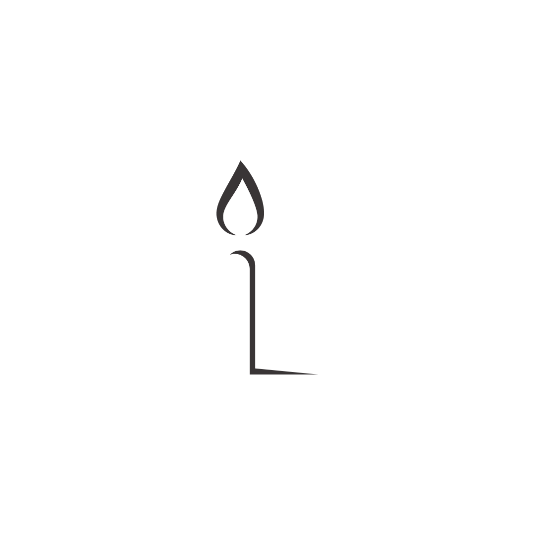 Black line drawing of a candle symbolizing the holding of the light.