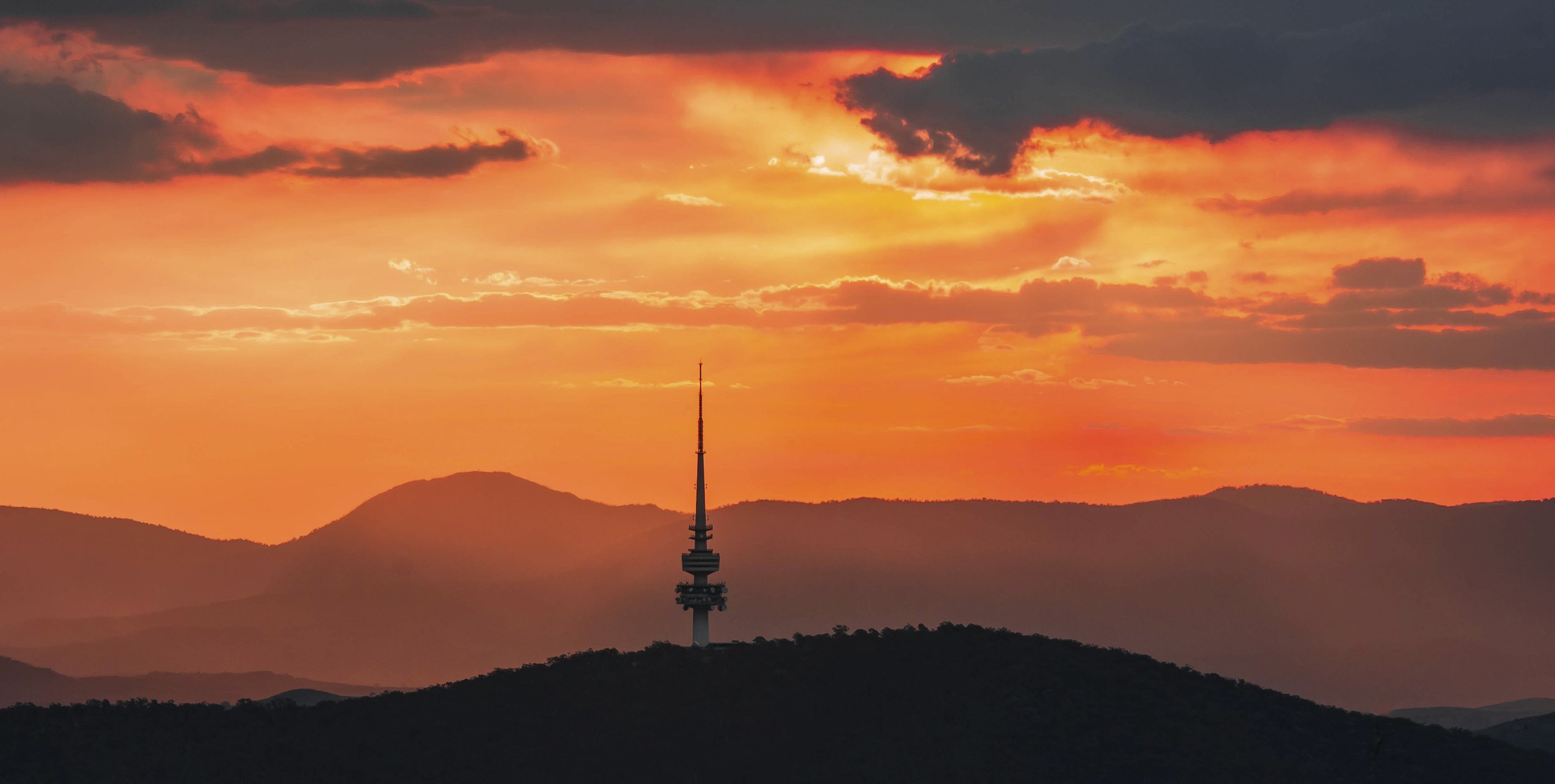 Telstra Tower at sunset, Canberra