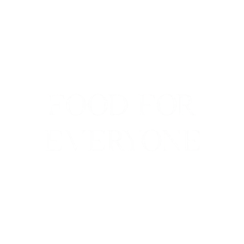 The logo for Food For Everyone with a black background and white text