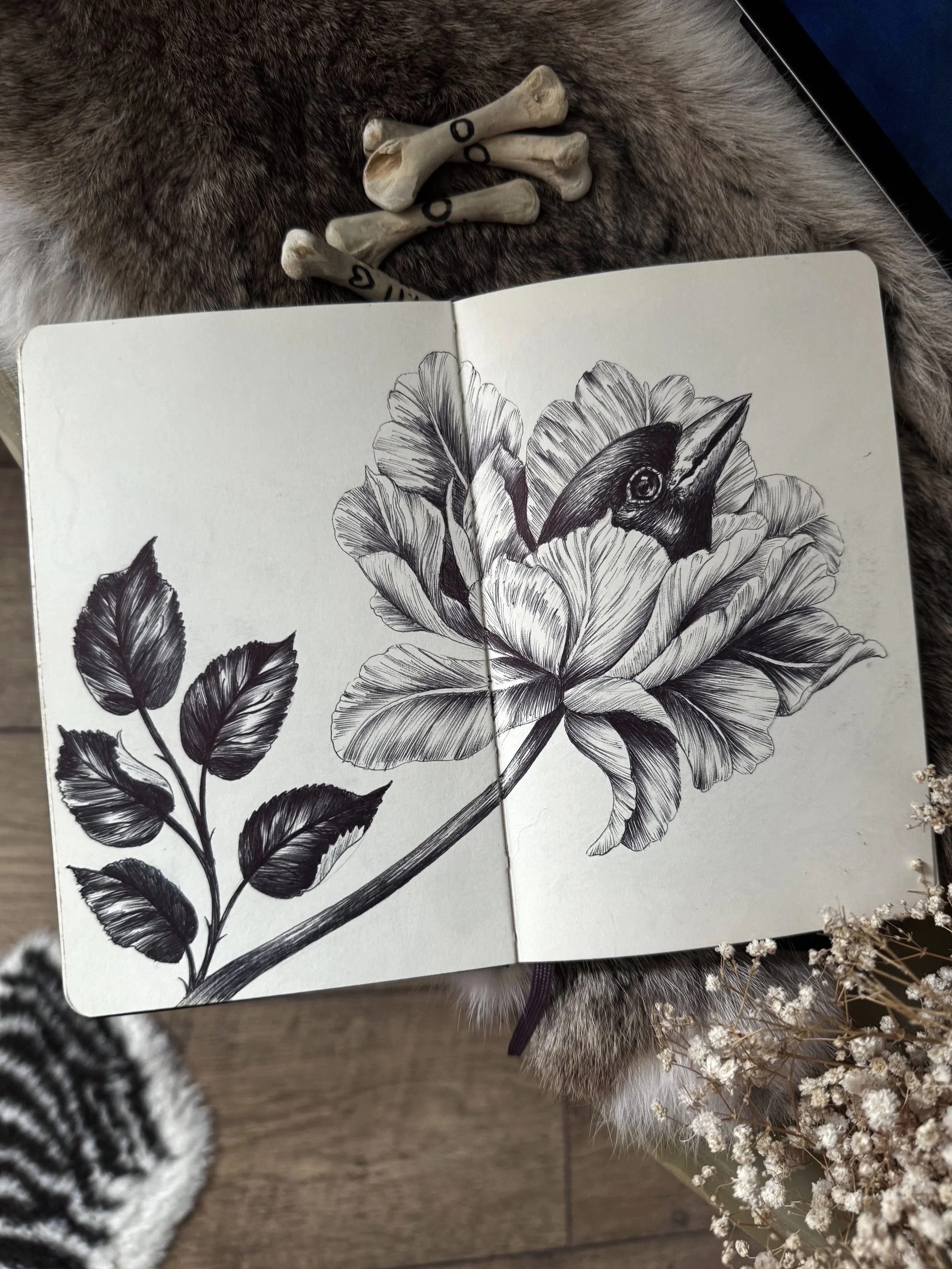 When We Bloom Again - Double Page Spread from within the sketchbook