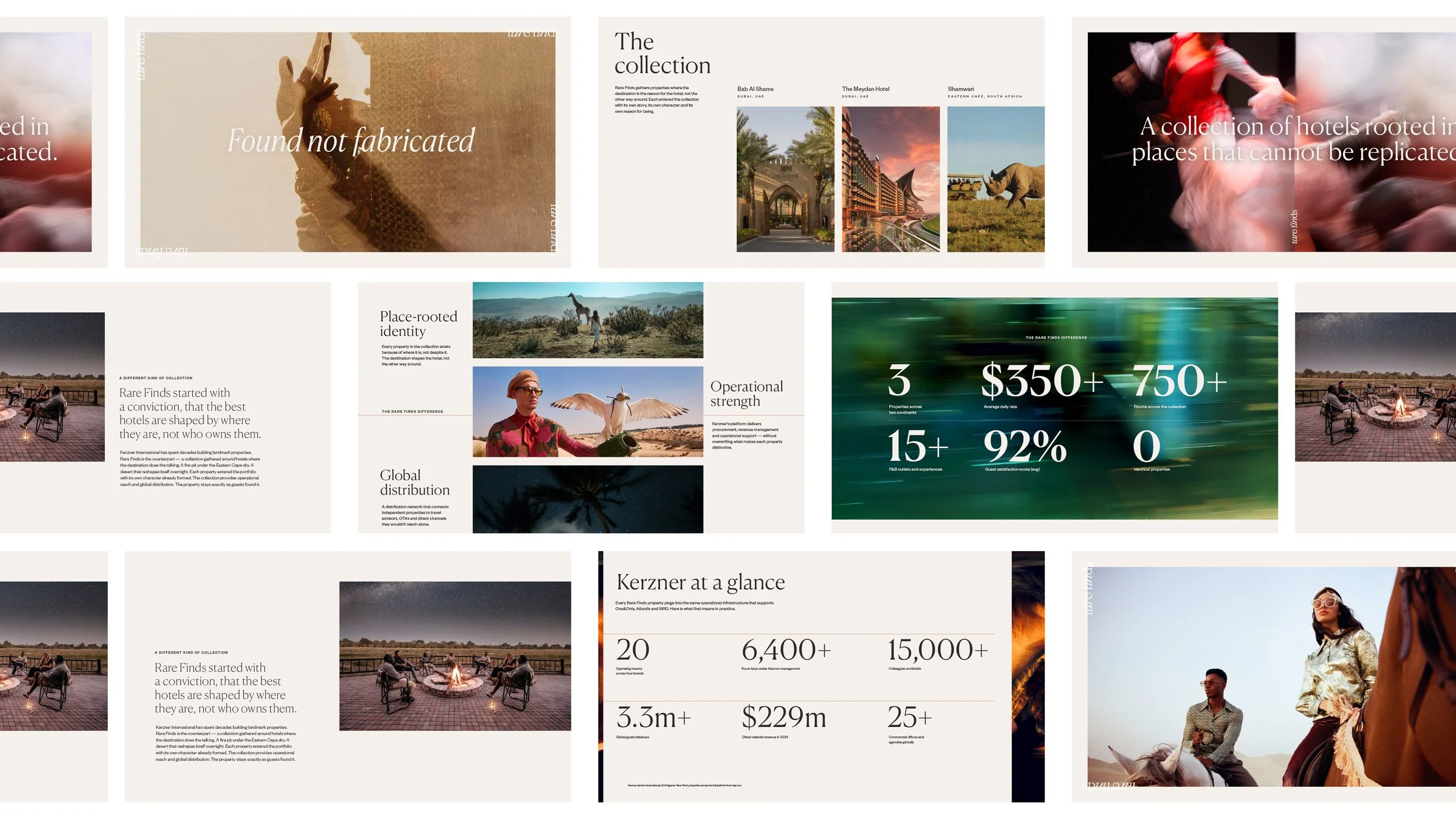 Collage of travel and hotel promotional images including scenes of exotic locations, hotel architecture, and people enjoying outdoor activities.