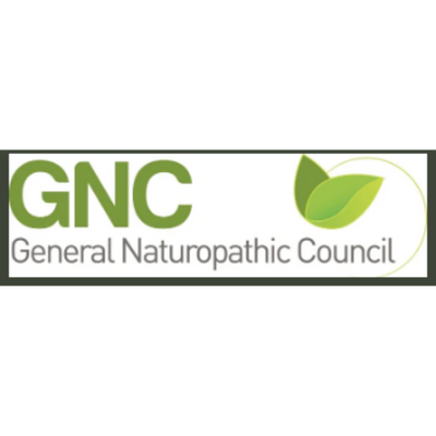 GNC logo and General Naturopathic Council text with green leaf graphic.