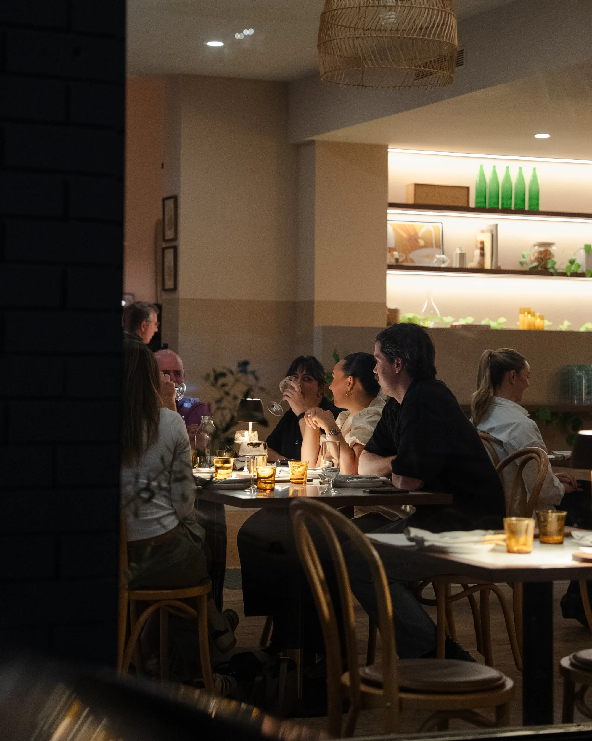 Dining room at Robbie's set for evening service