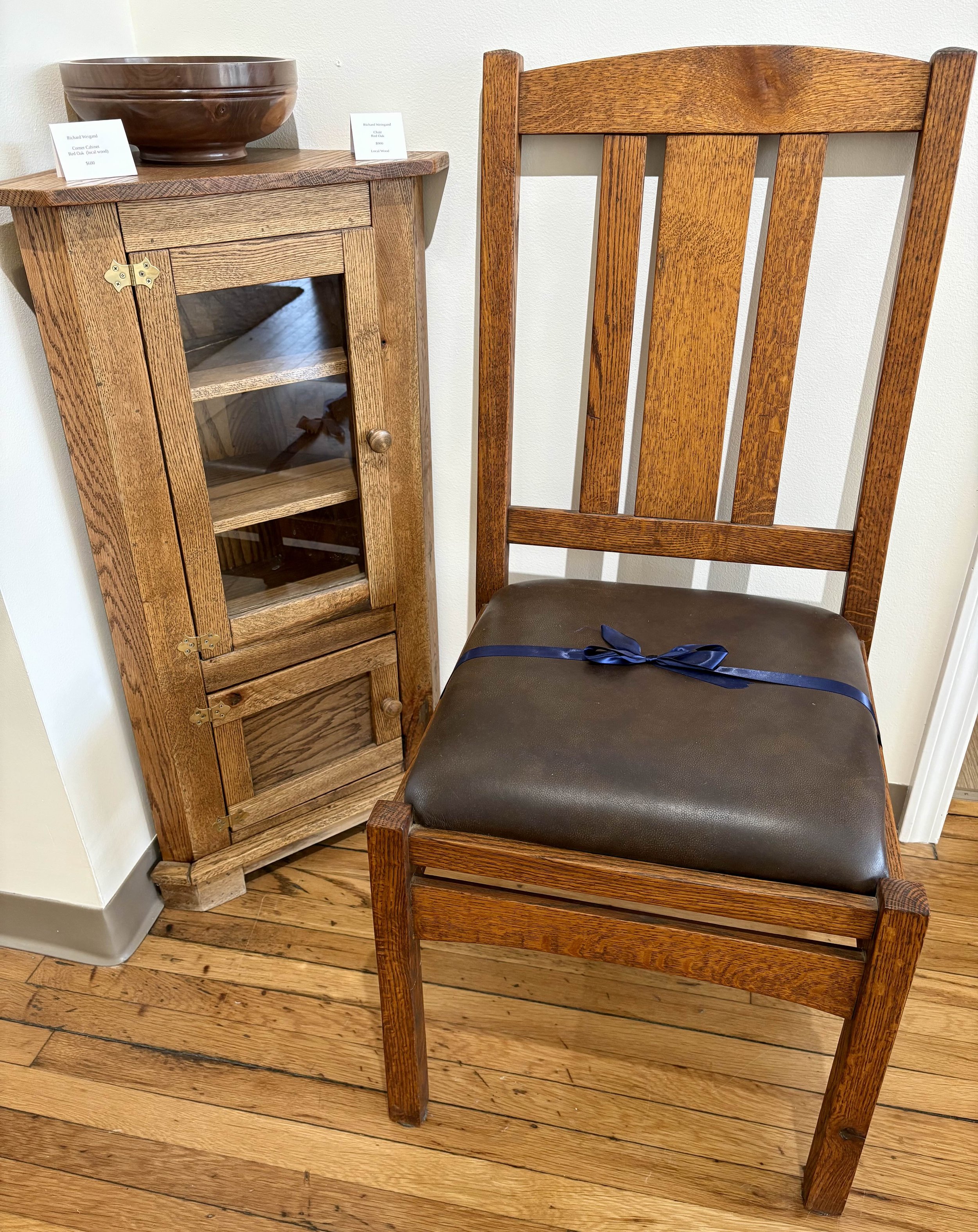 Corner Cabinet | Red Oak (Local Wood) | 600 and Chair | Red Oak (Local Wood) | 900