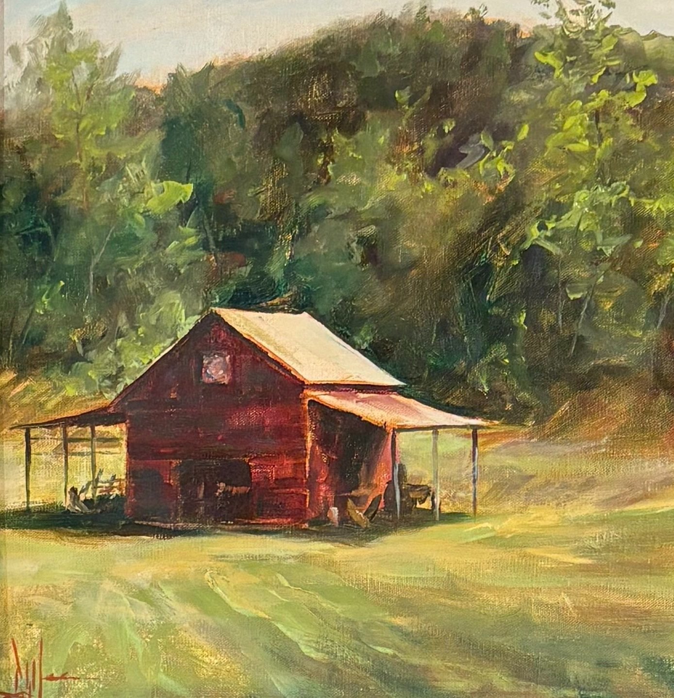 The Neighbor's Barn | Oil on Canvas 12" x 12" | 18" x 18" Framed | 1100