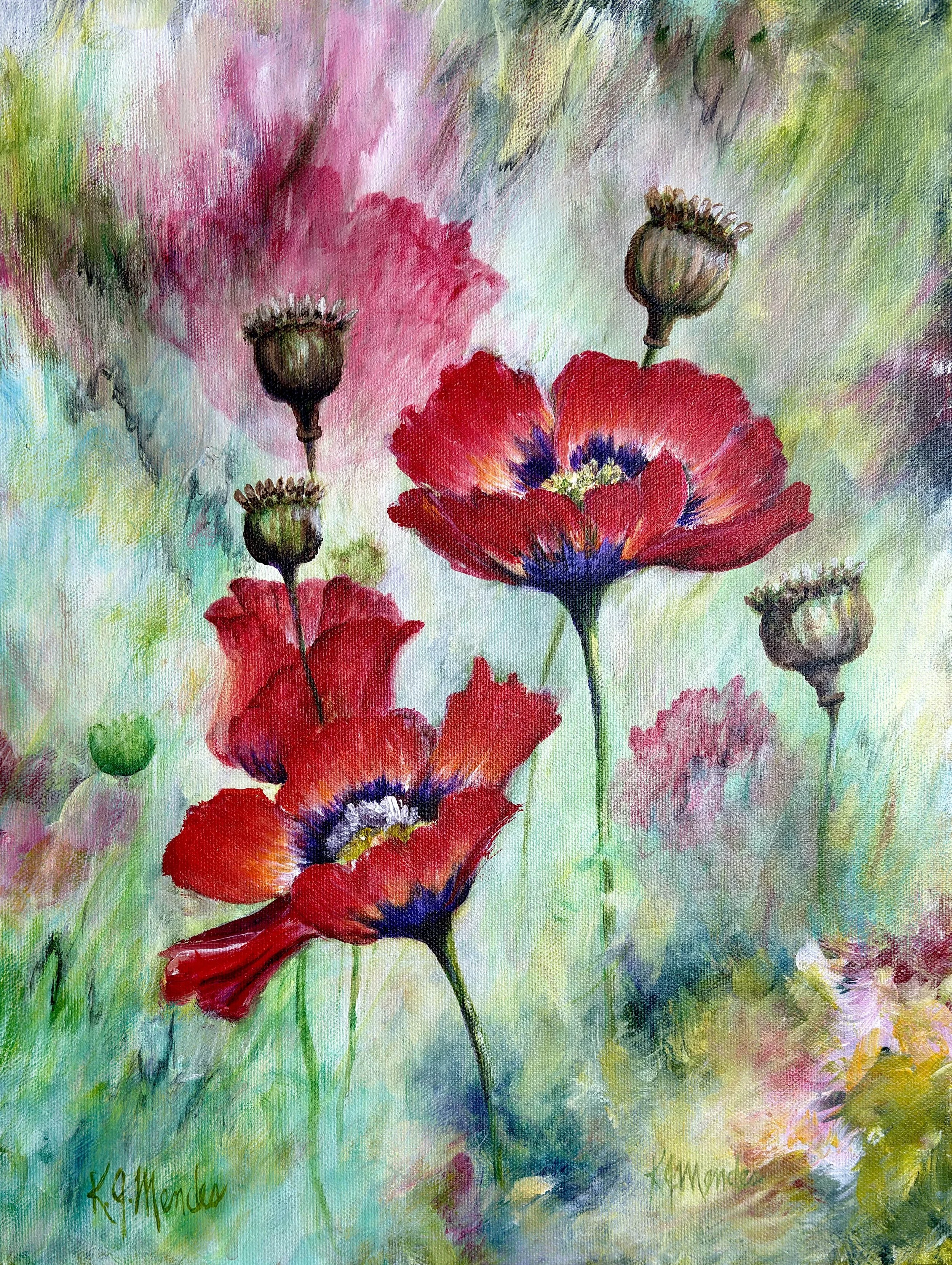 Three Poppies | Oil on Canvas| 12" x 18" Unframed | 375