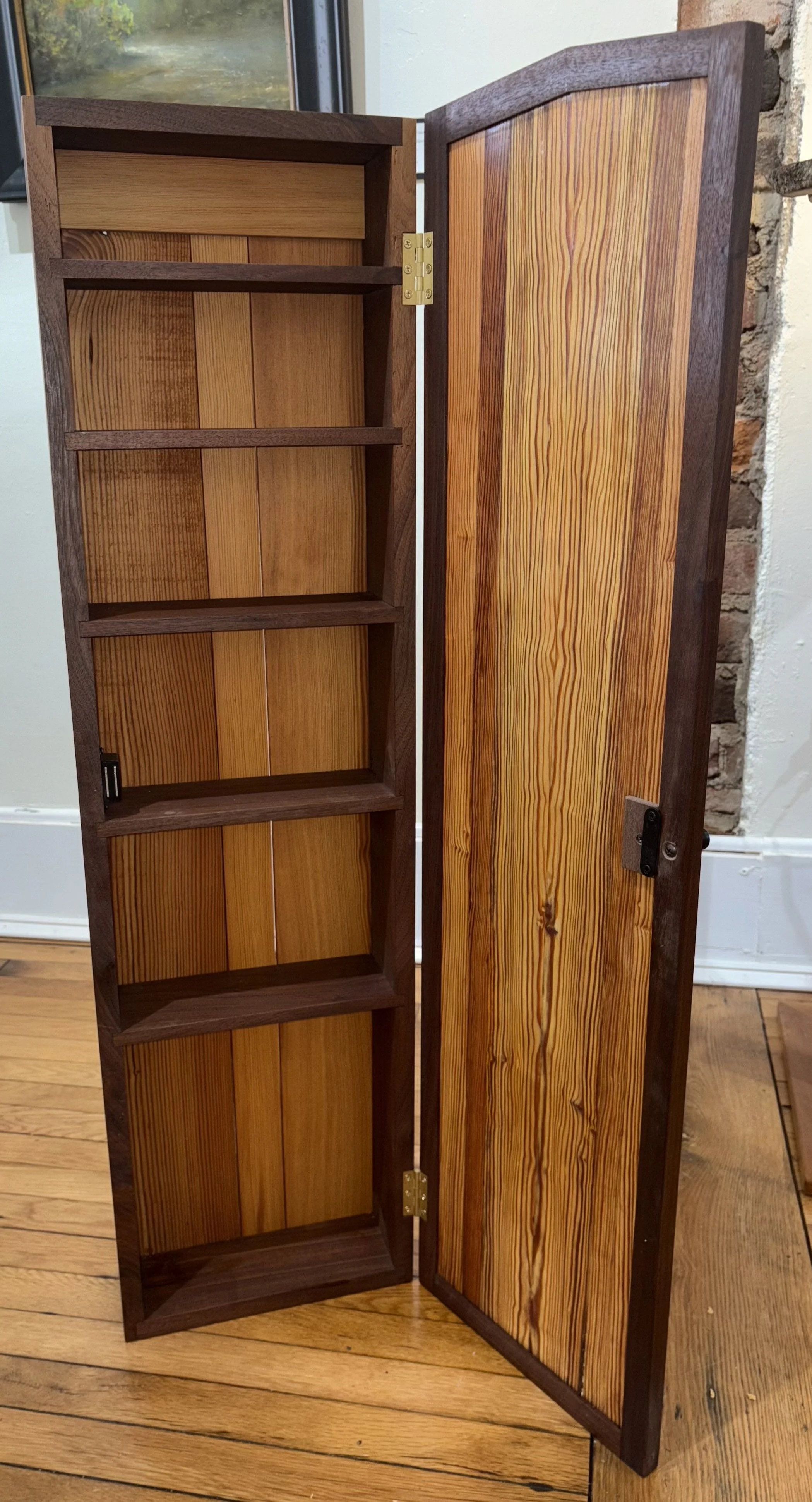 Wall Cabinet | Salvaged Local Walnut & Hard Pine, Magnet Closure | 41 3/8" Tall, 11" Wide, 5" Deep | 840