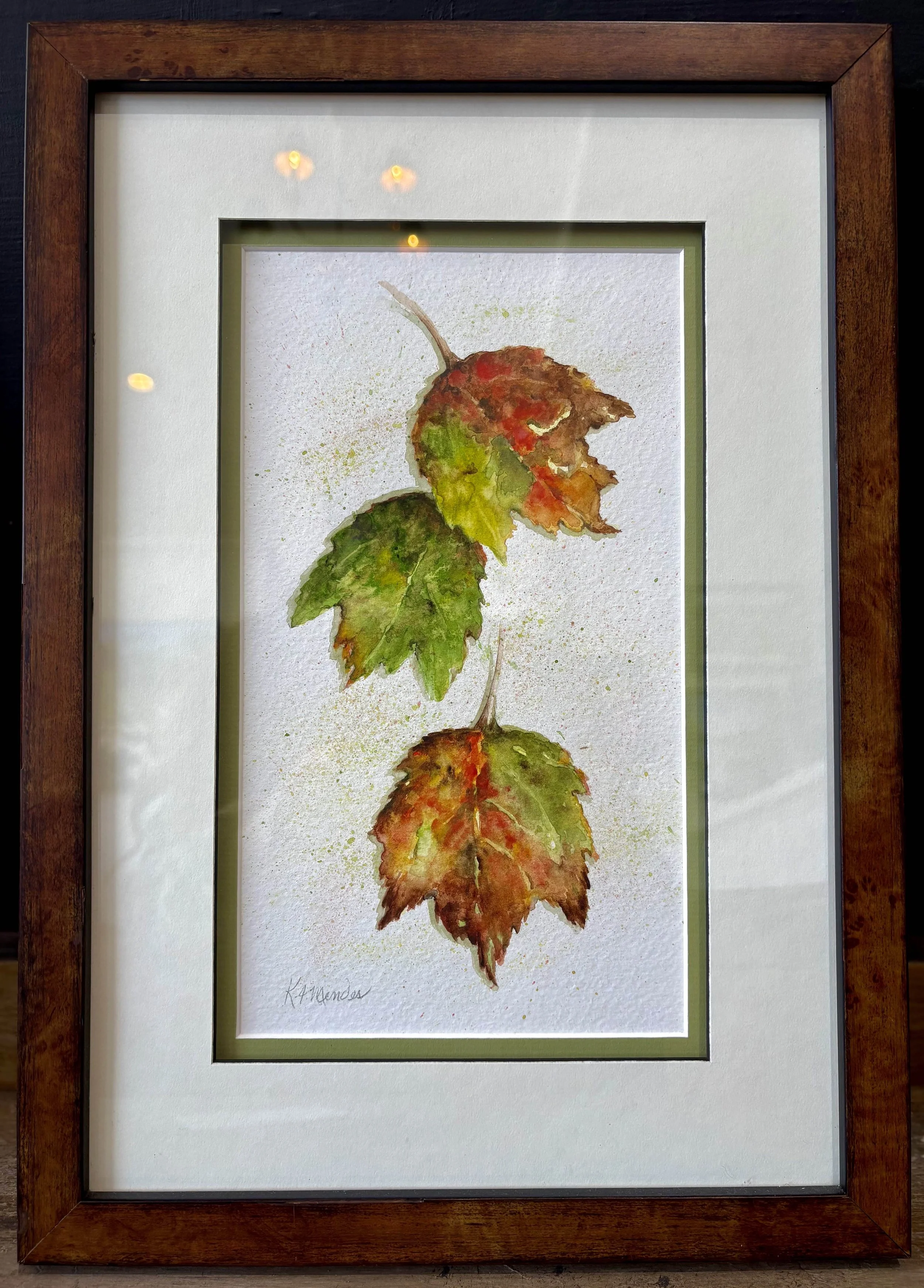 Fall Maple Leaves | Watercolor on Paper | 11" x 15 5/8" Framed | 165