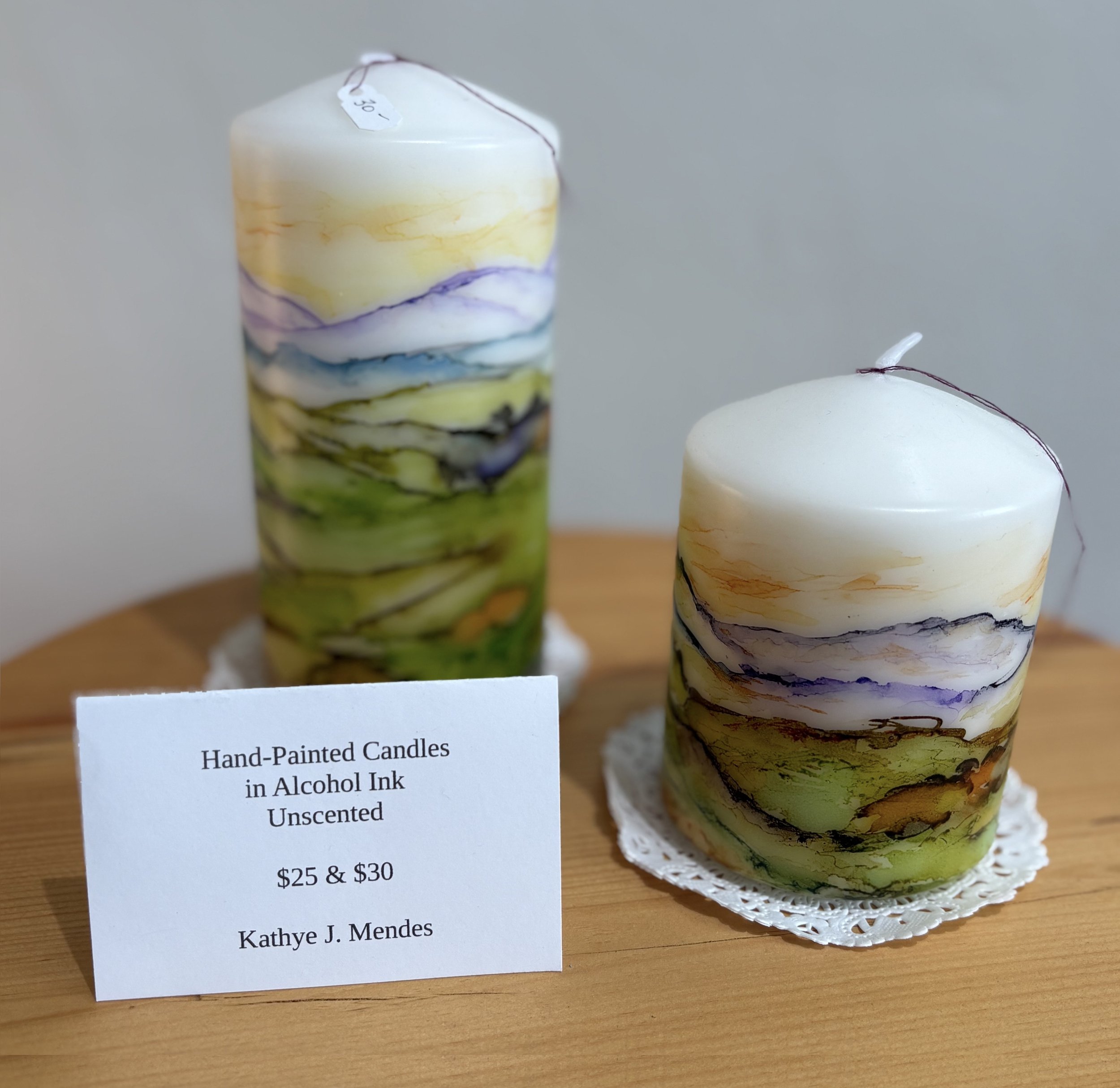 Candle Set #1 | Alcohol Ink on Unscented Wax | 25 & 30