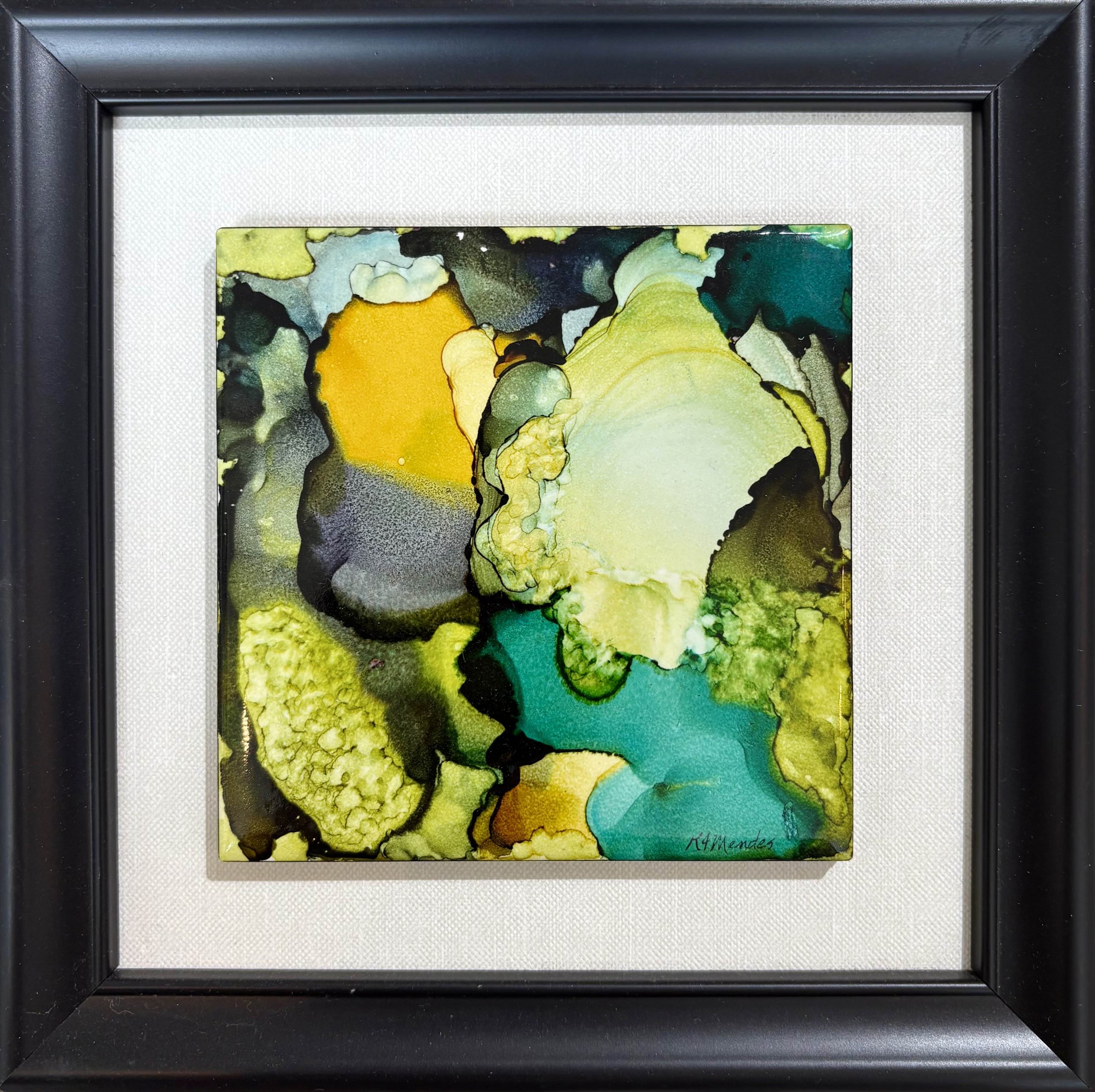 Tile #2 | Alcohol Ink on Tile | 7.25" x 7.25" Framed | 75