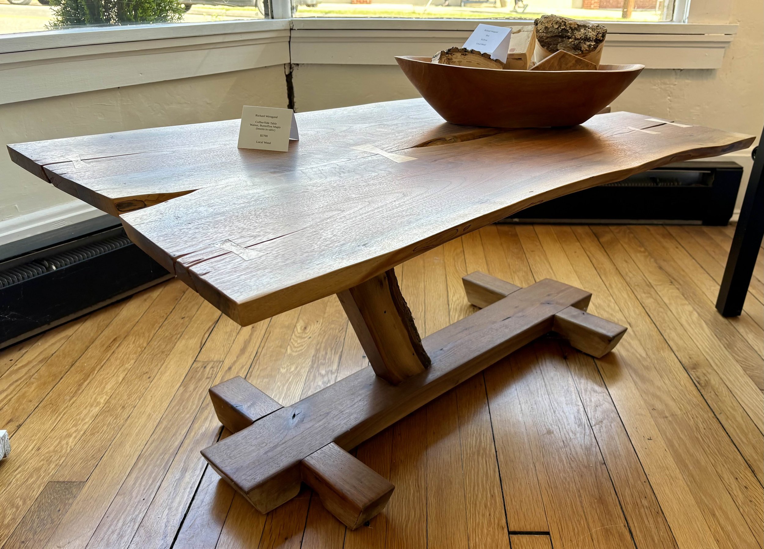 Coffee or Side Table | Walnut with Maple Butterfly Insets (Local Wood) | 2700