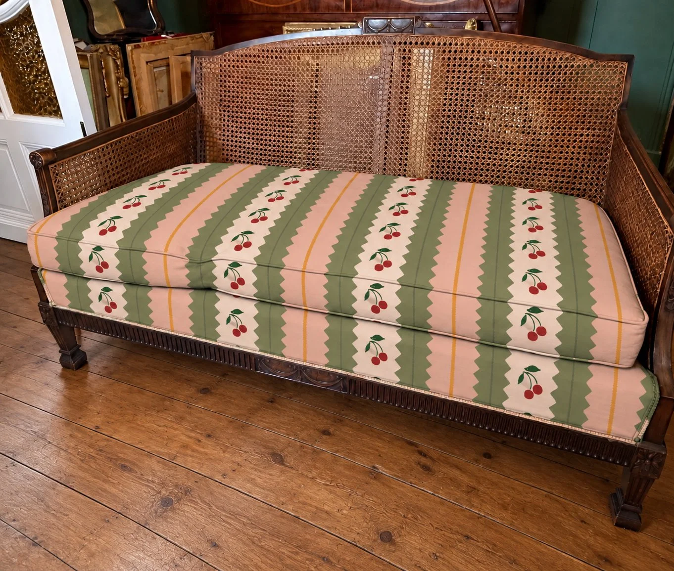 "ZIG ZAG CHERRY STRIPE" Organic Fabric: Multiple Colourways