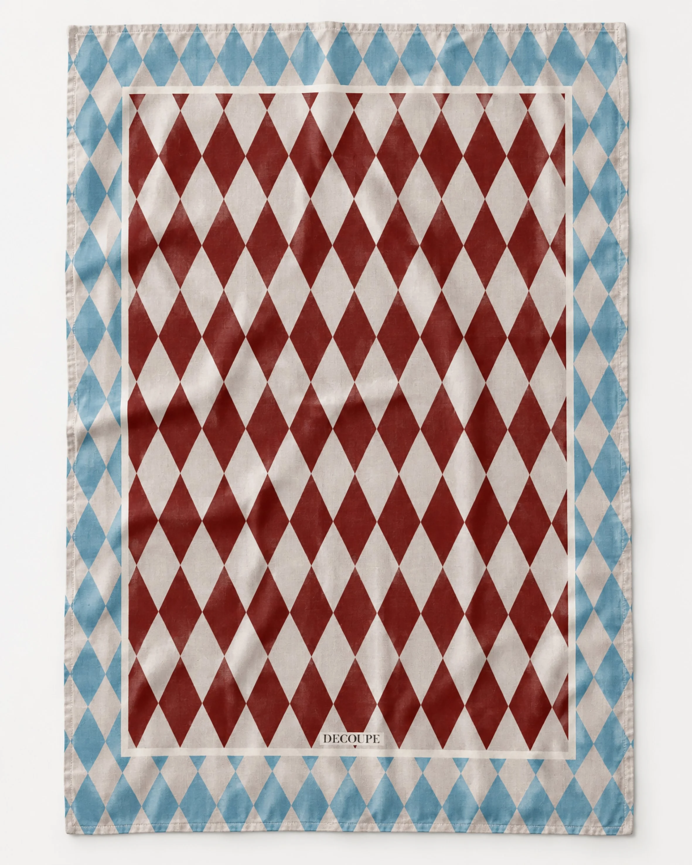 "Burgundy & Blue" Large Wexford Linen Tea Towel
