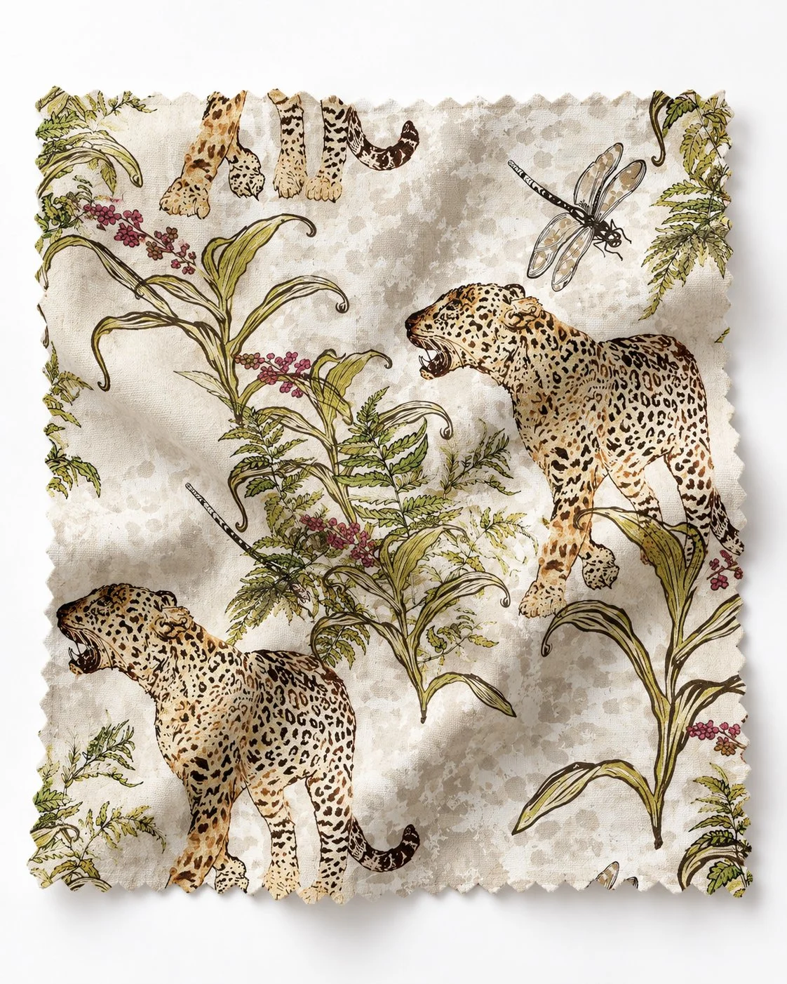 Antique Leopards in the Jungle | Organic Fabric | Découpé