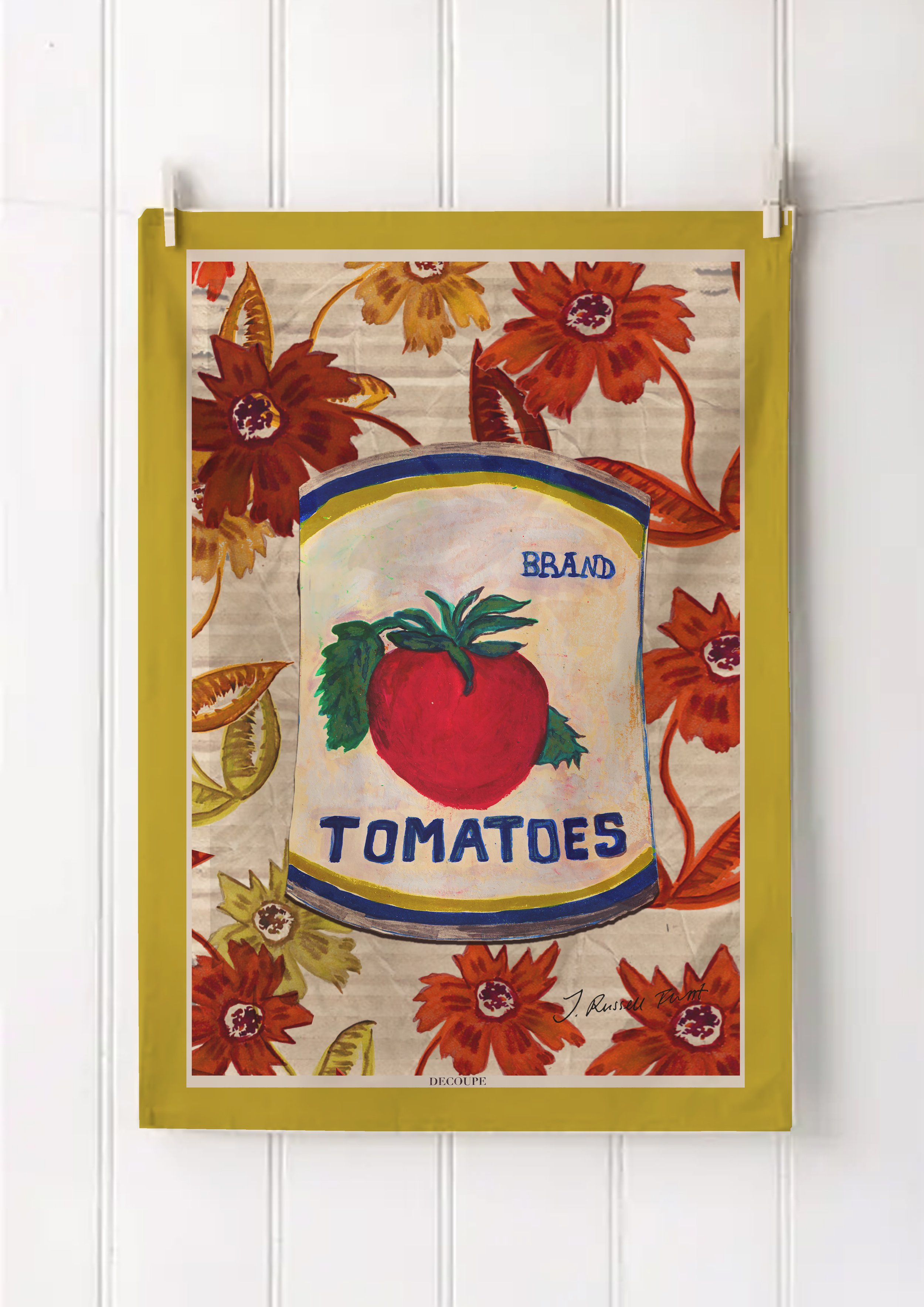 "Tomato Flowers" Large Wexford Linen Tea Towel