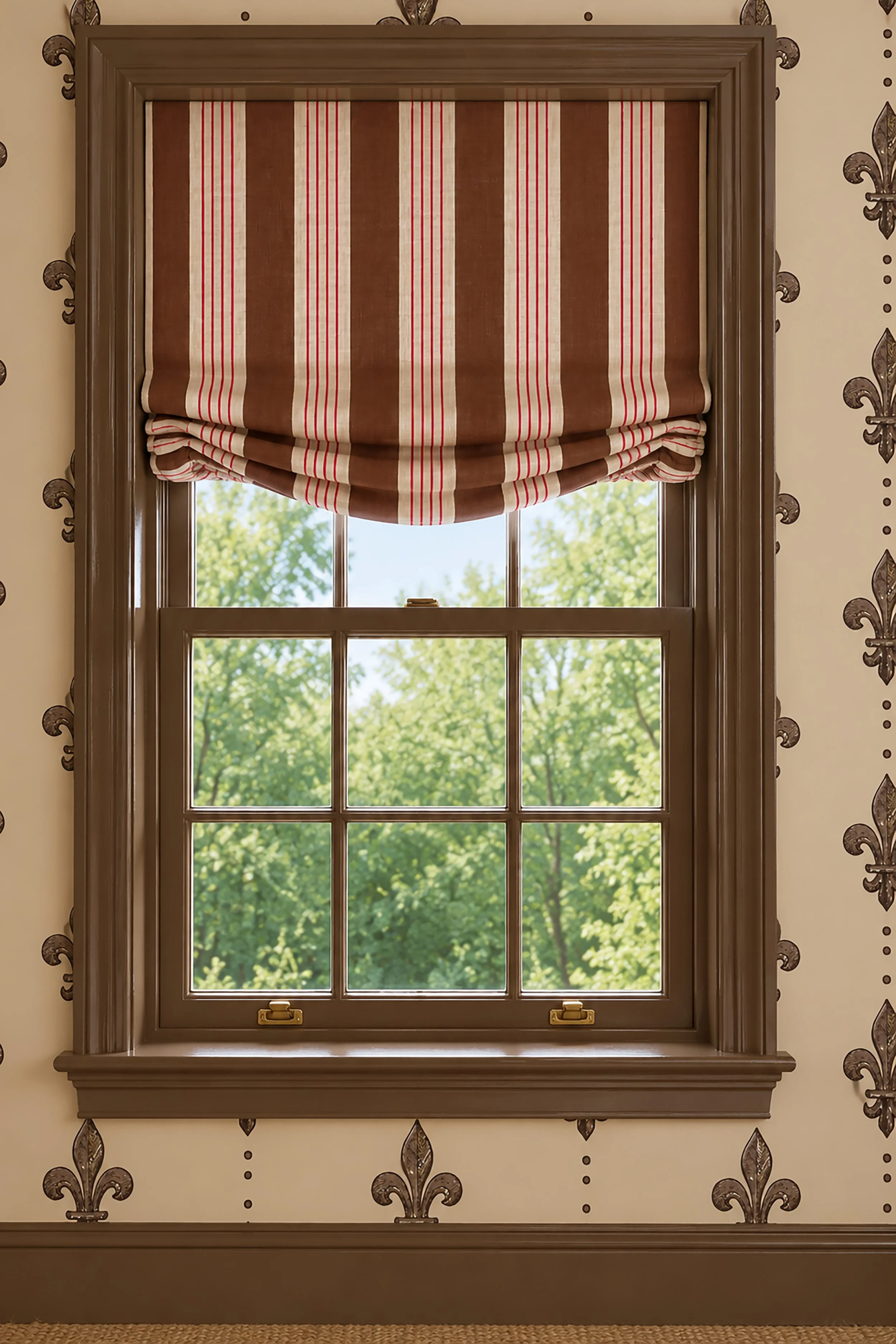 fleur de lis wallpaper_inky stripe linen blind.jpg