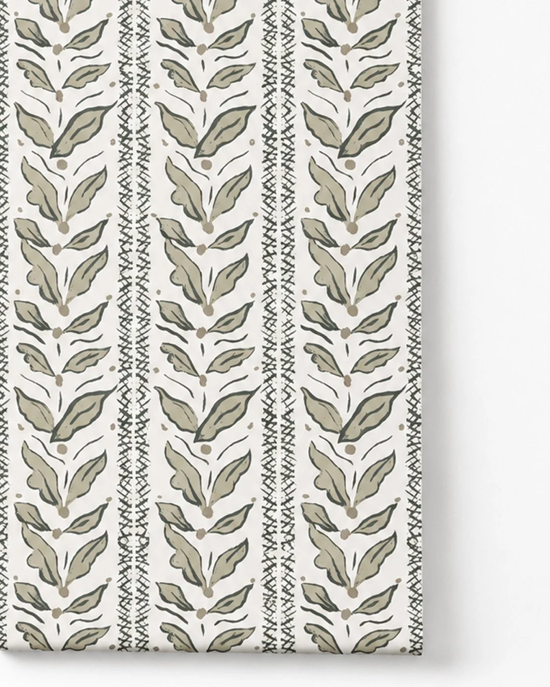 beige leaf stripe panel of wallpaper.jpg