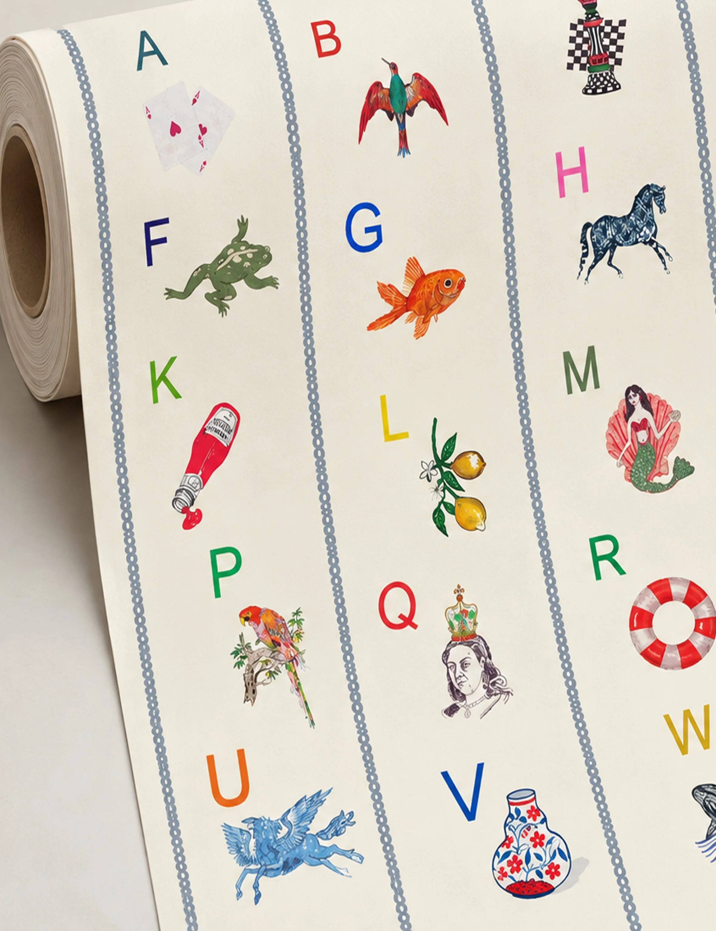 "Striped Alphabet" Wallpaper - four colour ways