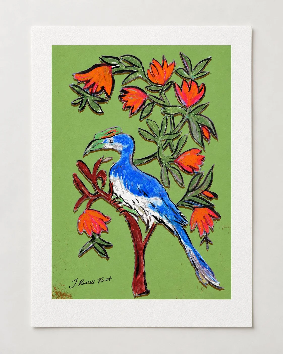 Tropical Bird Among Blossoms Print.jpg