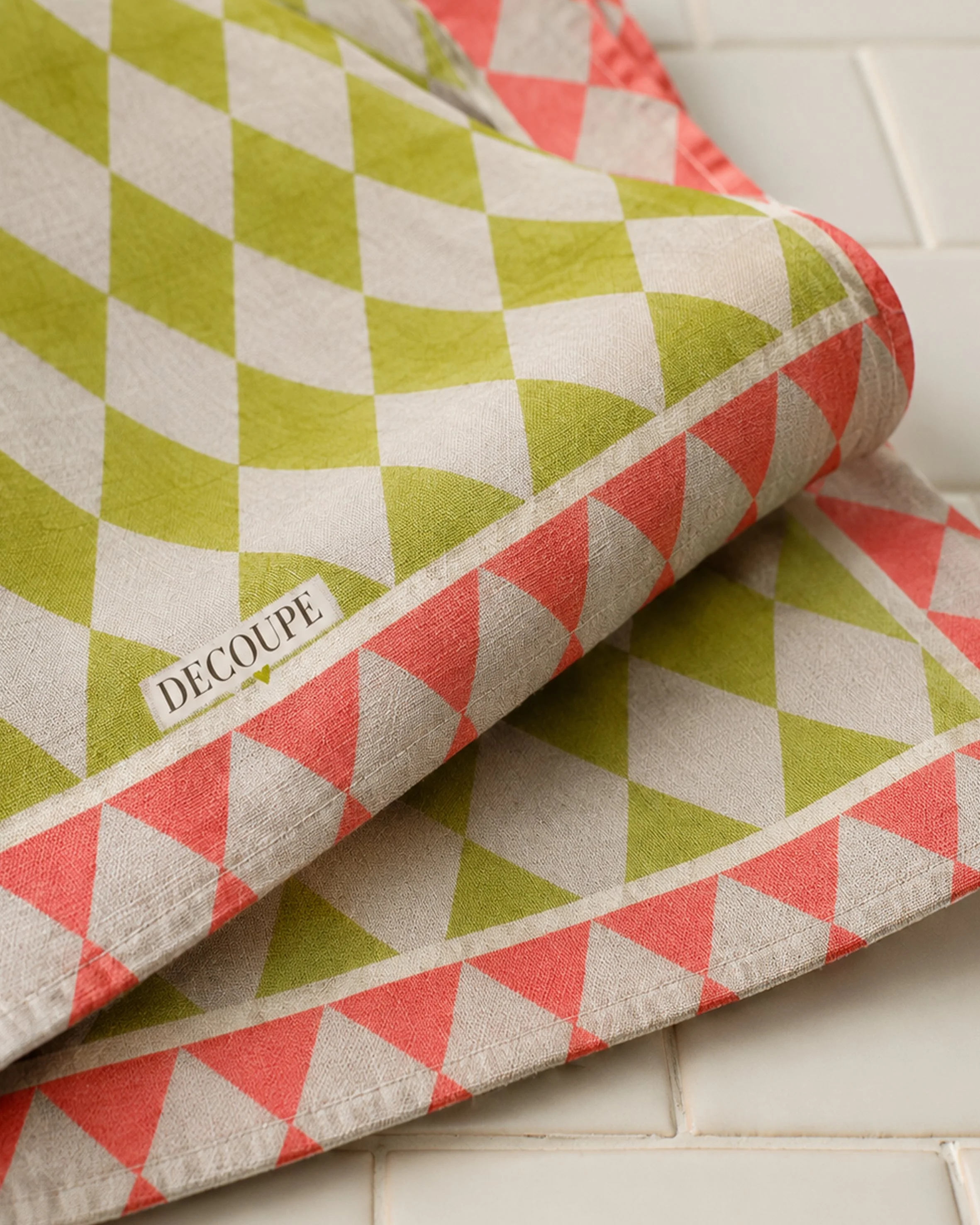 harlequin yellow and pink tea towel_folded.jpg
