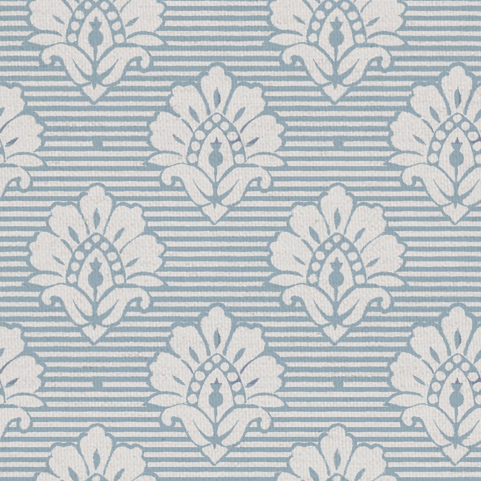 "Small Celia" Block Print Duck Blue Fabric