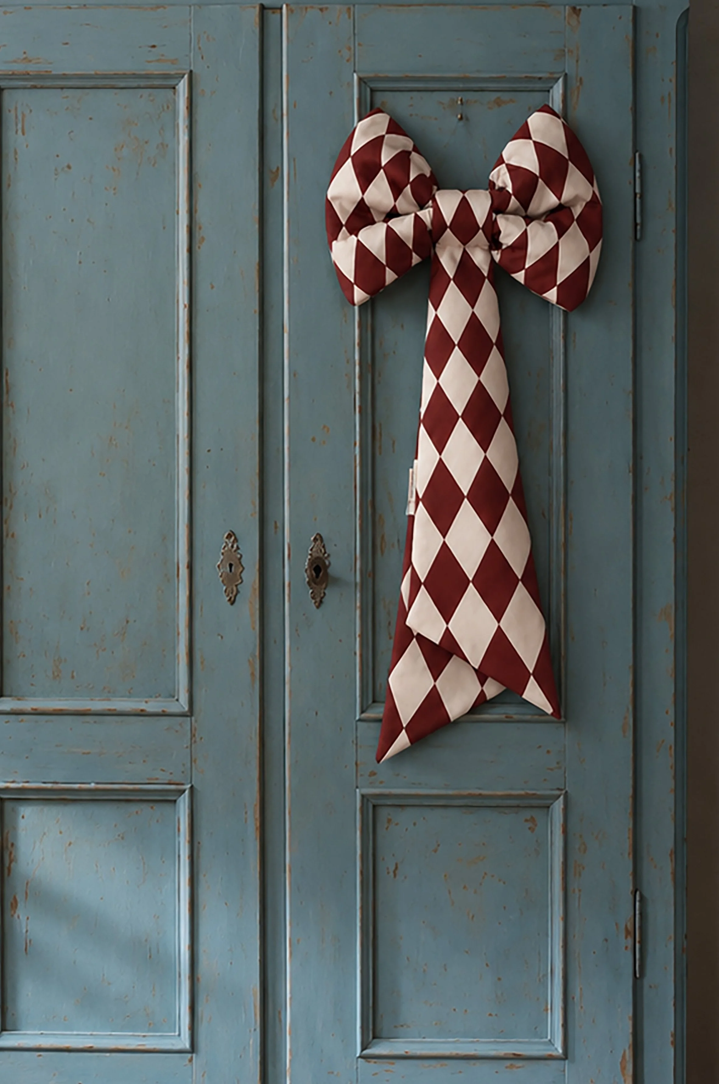 Large Padded Decor Bow: "Burgundy Jockey"