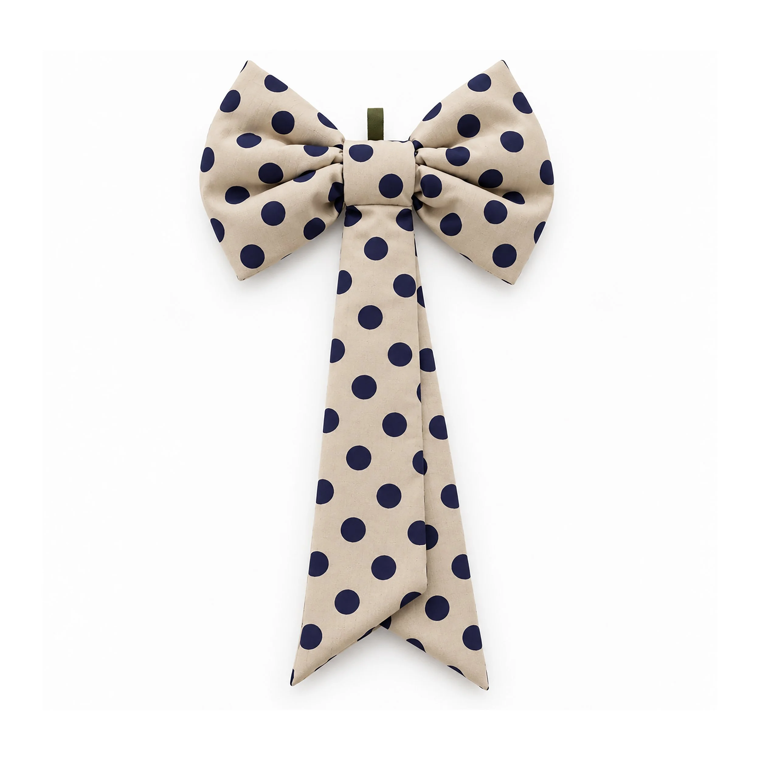 Large Padded Decor Bow: "Navy Polka Jockey"