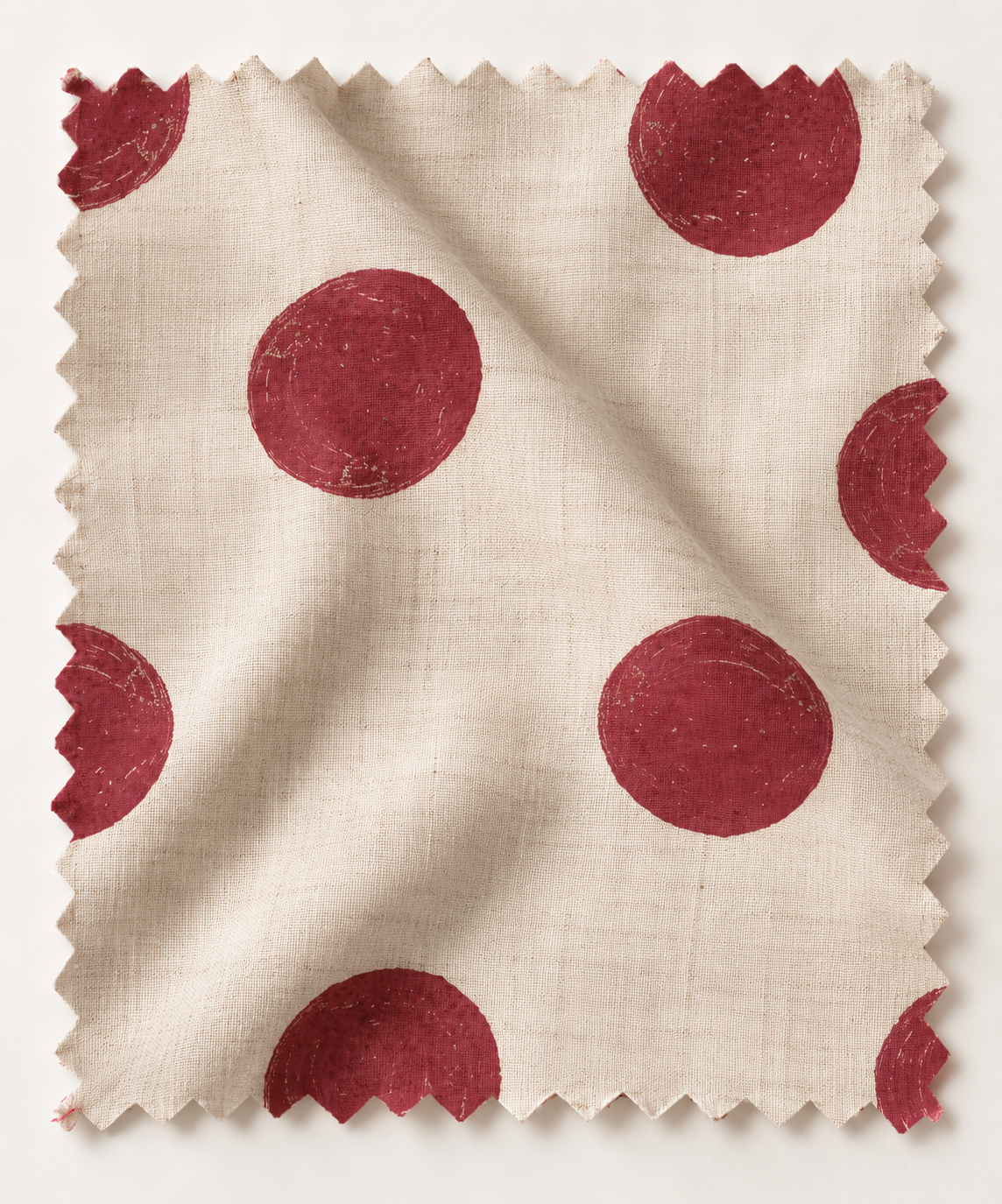Hand-Printed Burgundy Polka Dot Linen Swatch.png