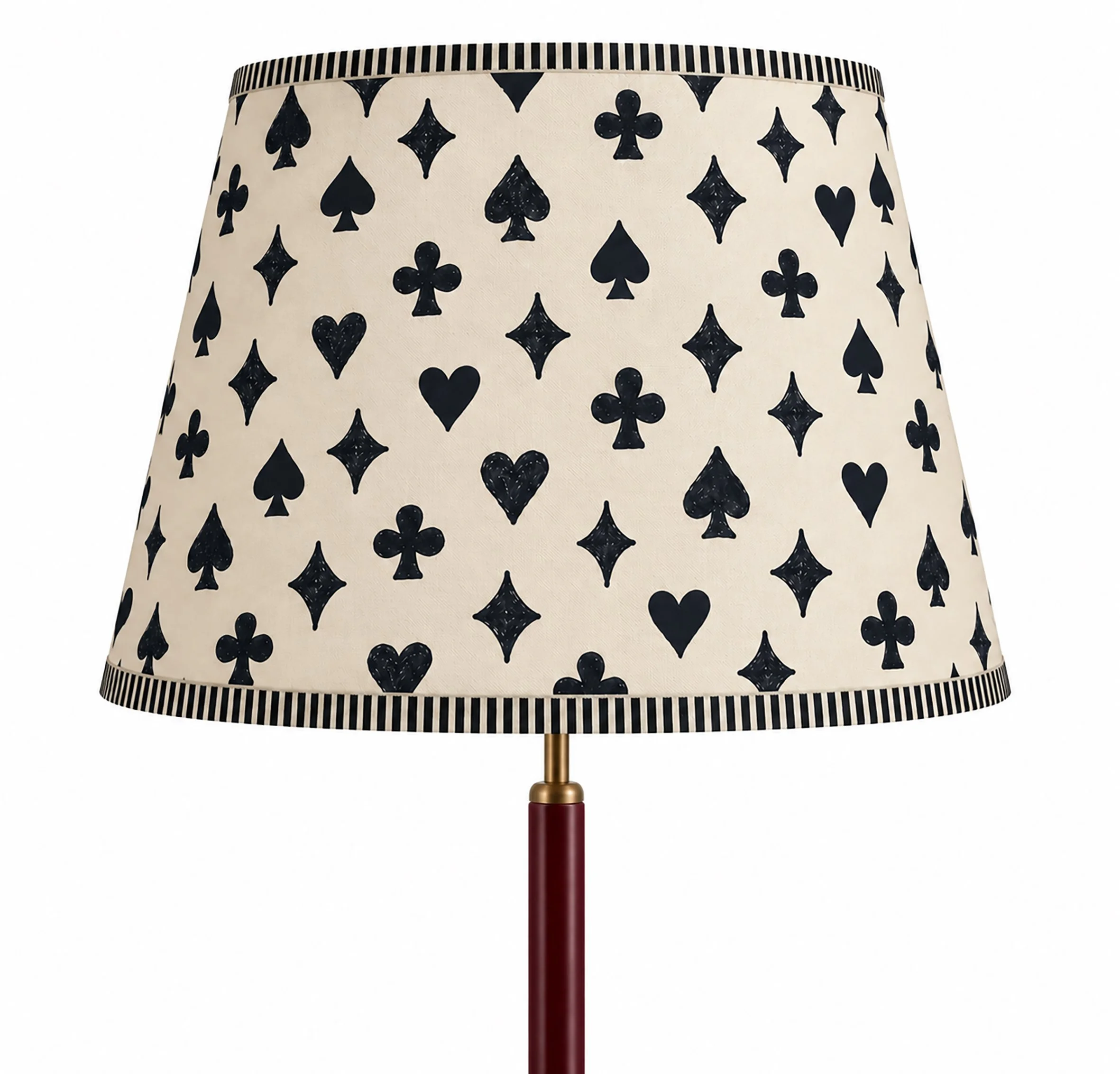 Burgundy Lamp with Playing Card Shades.jpg