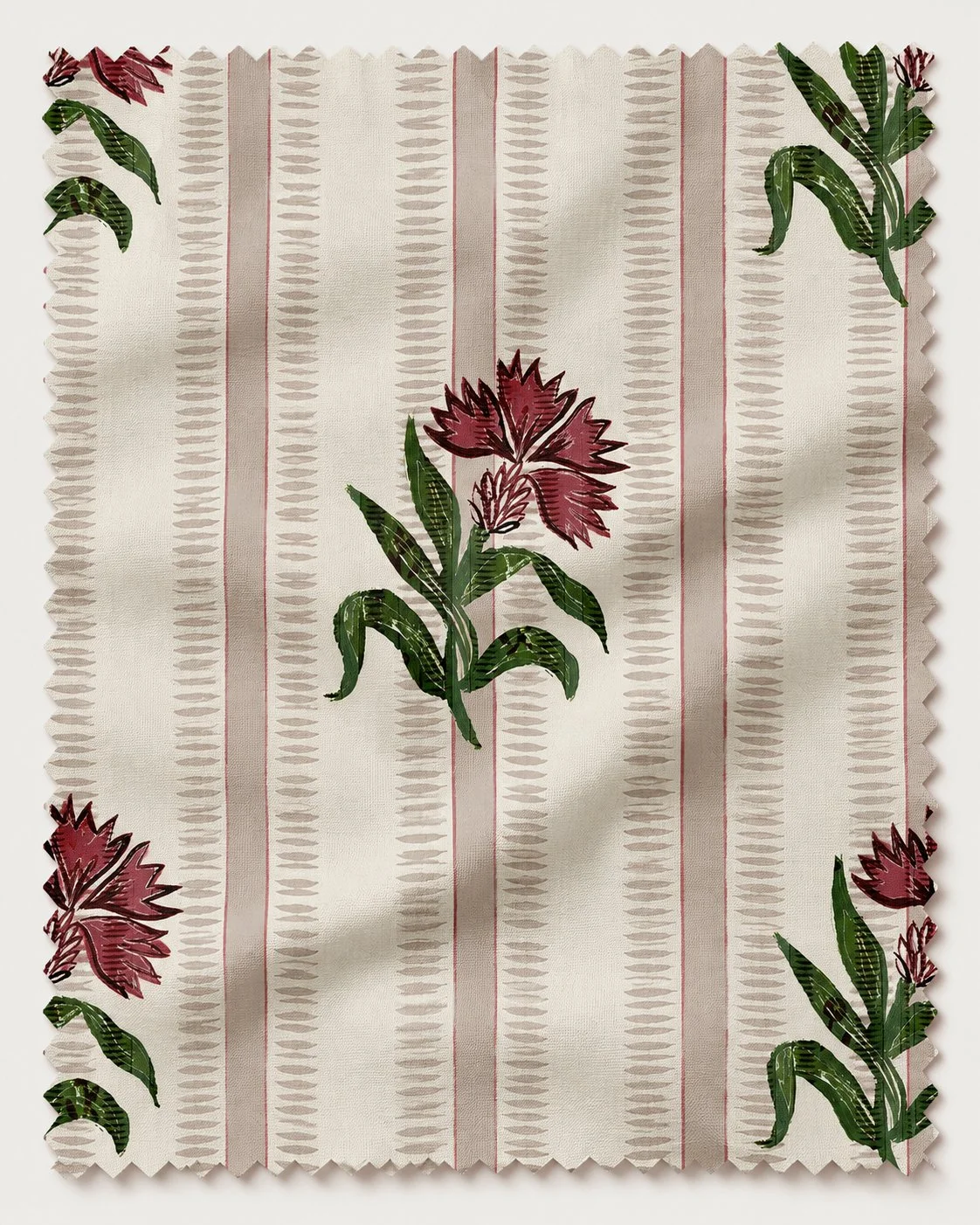 "Vintage Dianthus" Organic Fabric