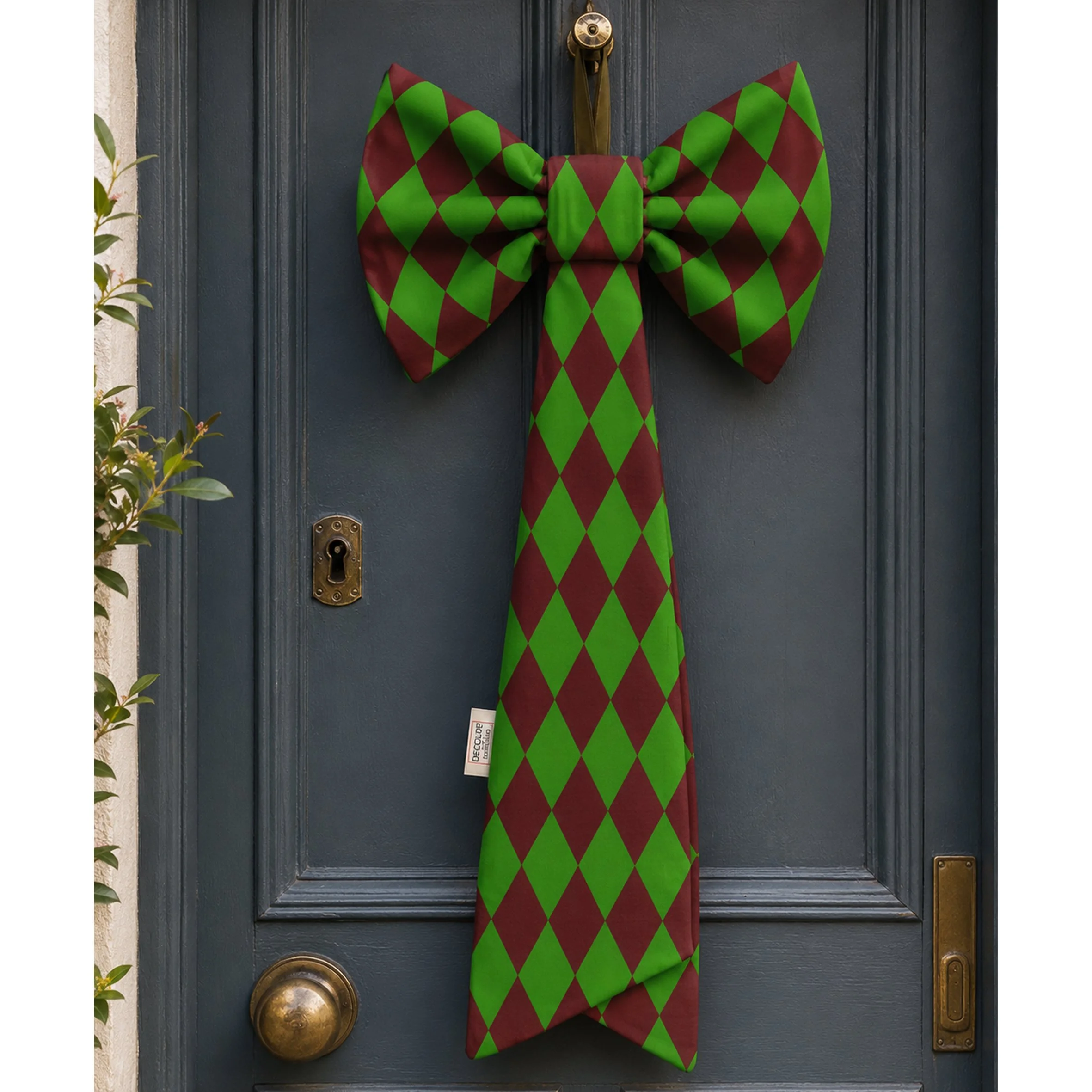 Large Padded Decor Bow: "Green Jockey"
