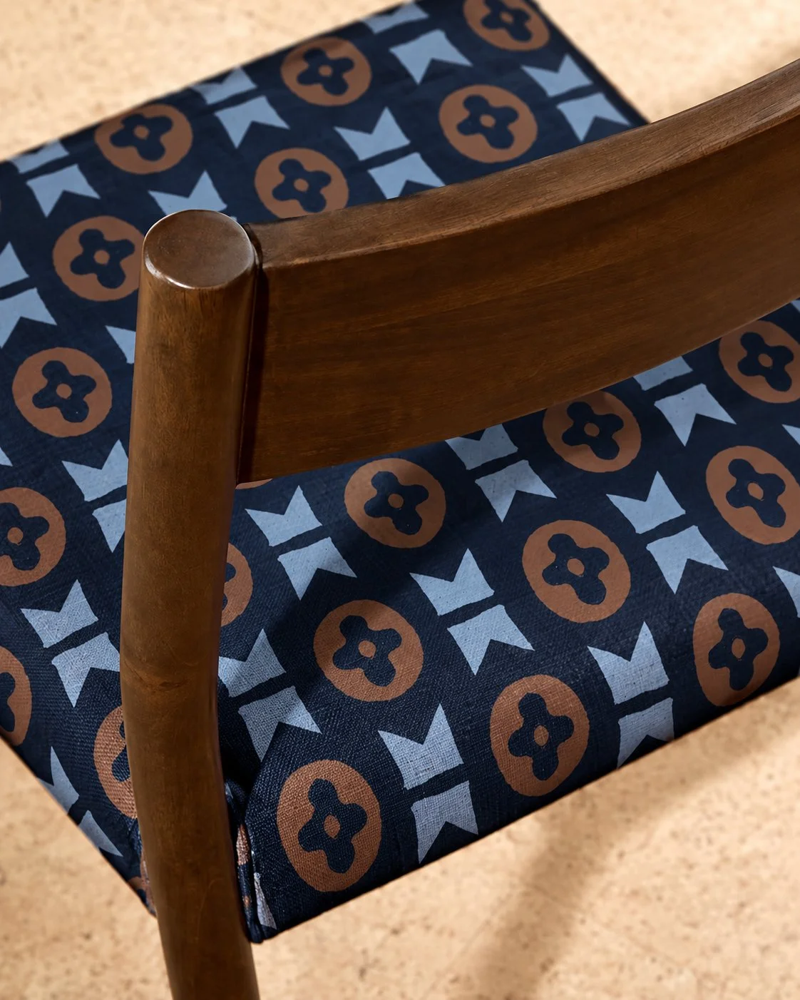 OHIO organic fabric Navy Upholstered Wooden Chair (1).jpg