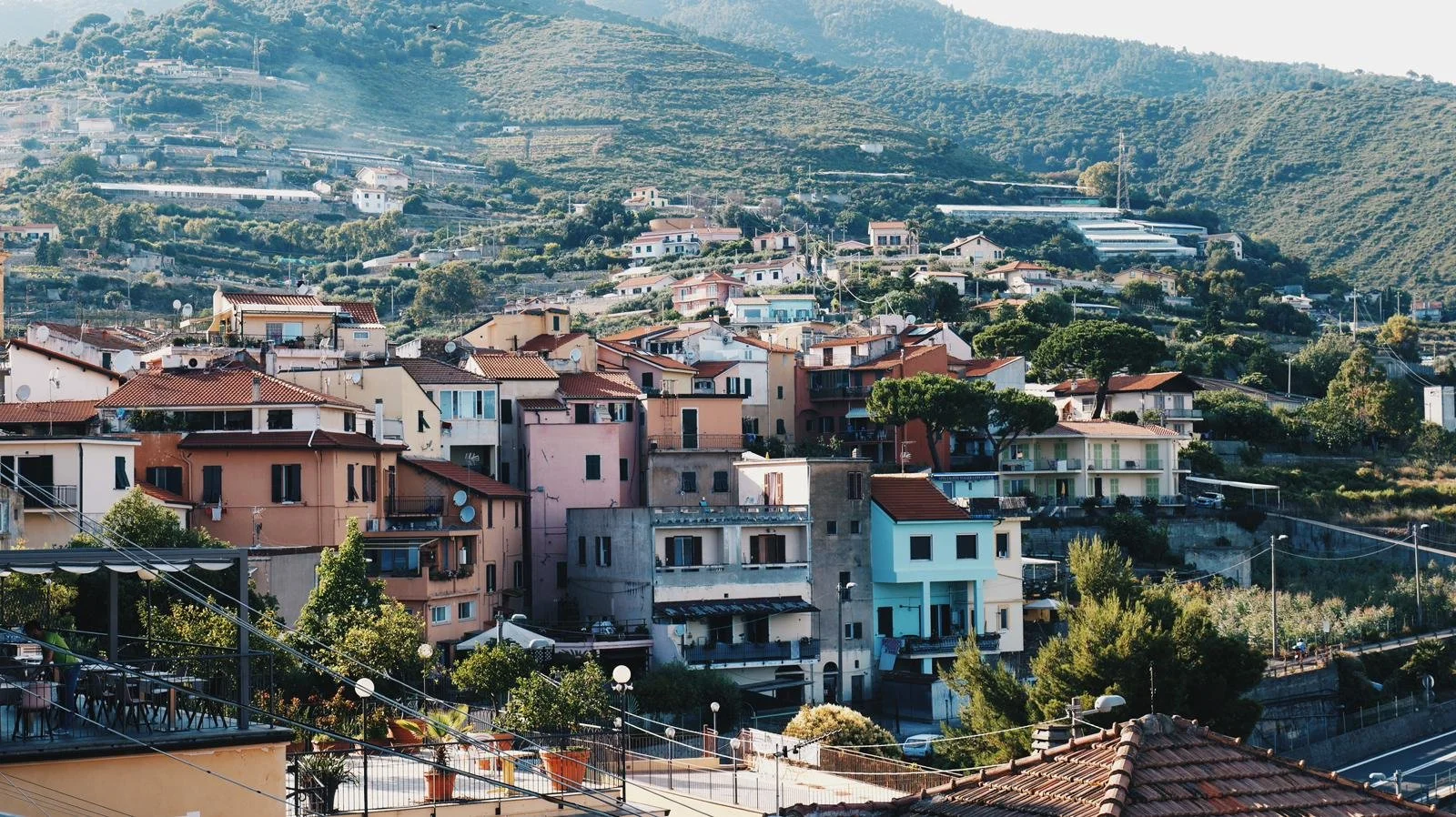 Beautiful italian village on the hill with many colours