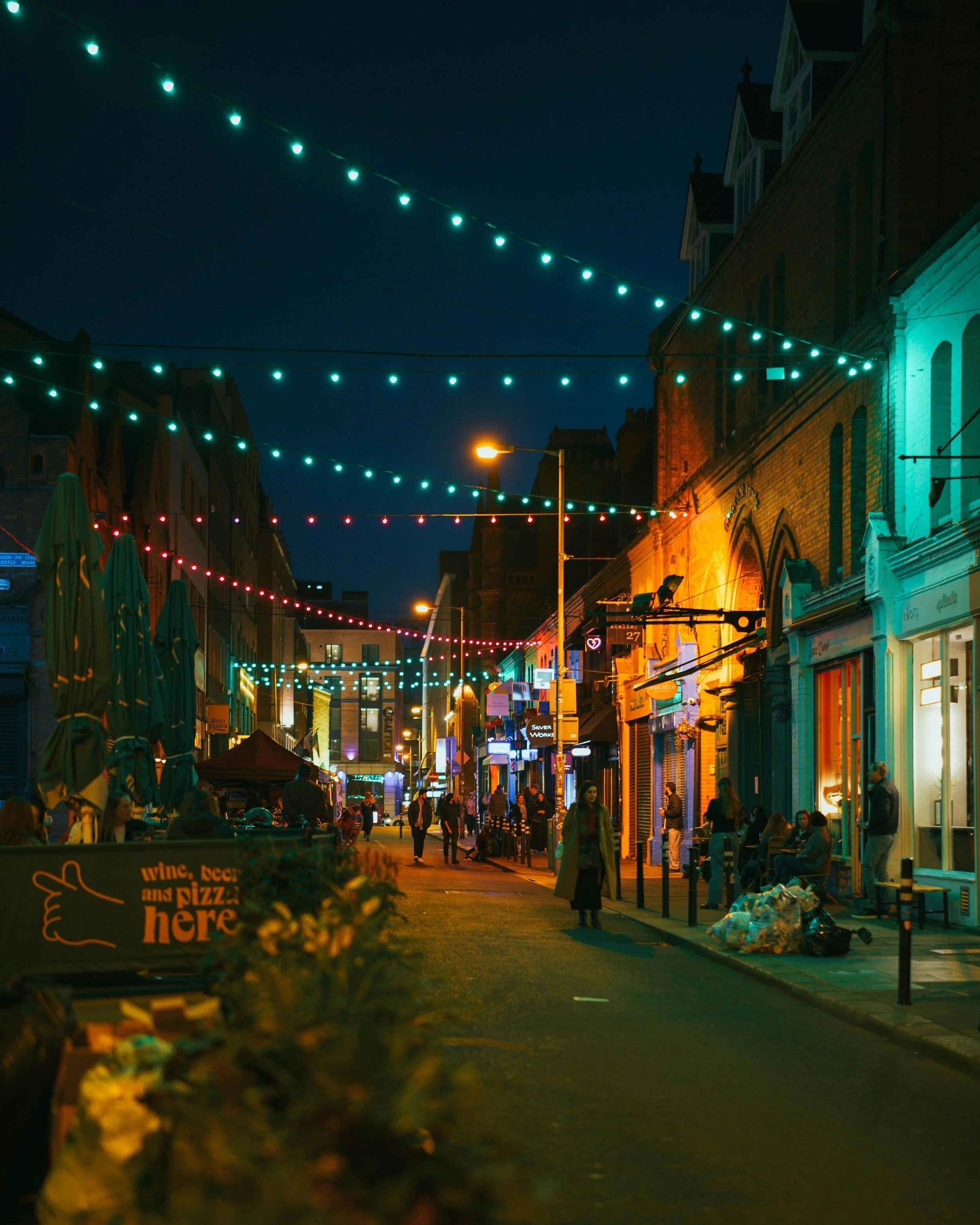 Night scene in popular neighbourhood of Nottinghill London