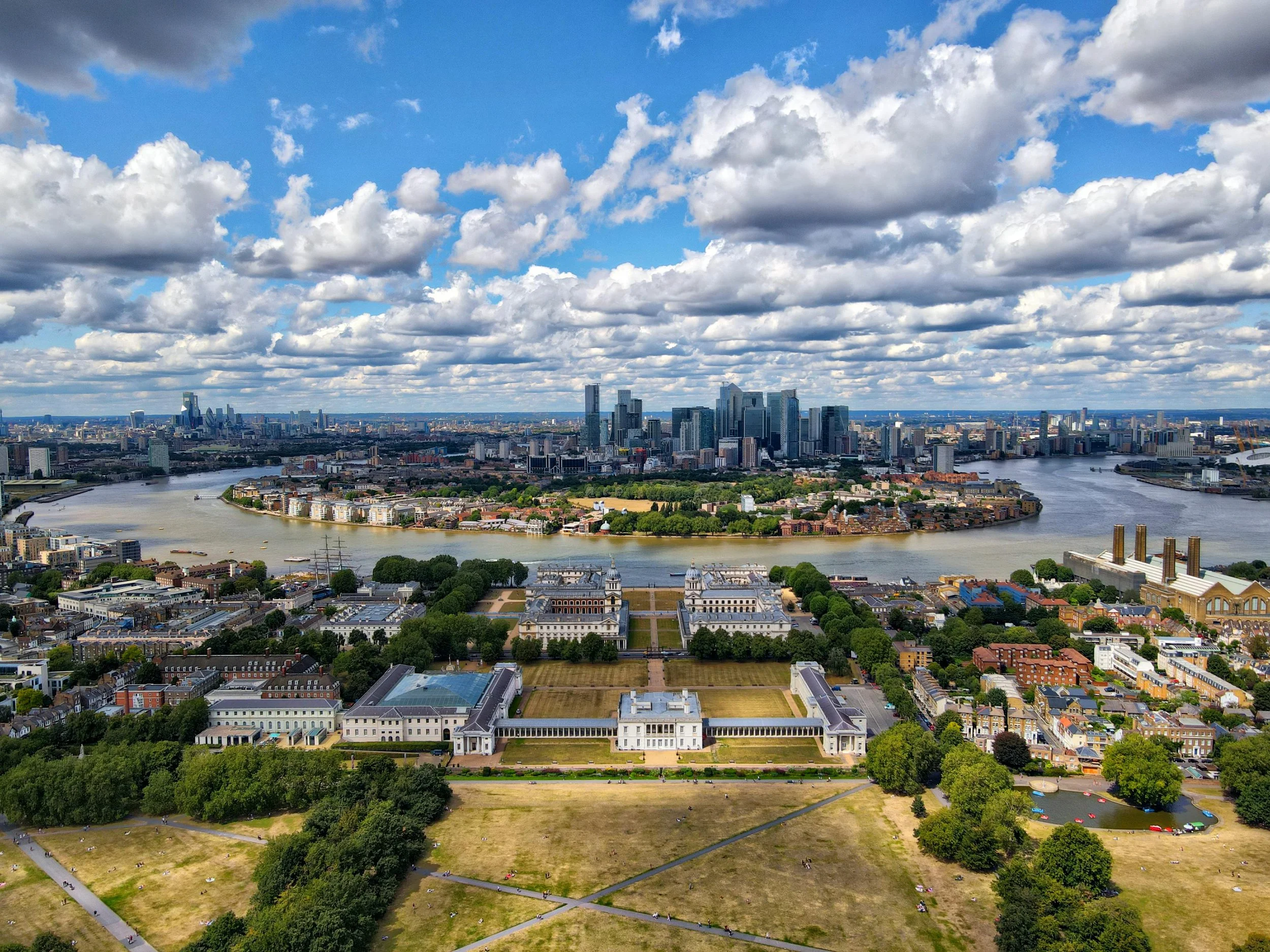 View of Greenwich park and London skyline