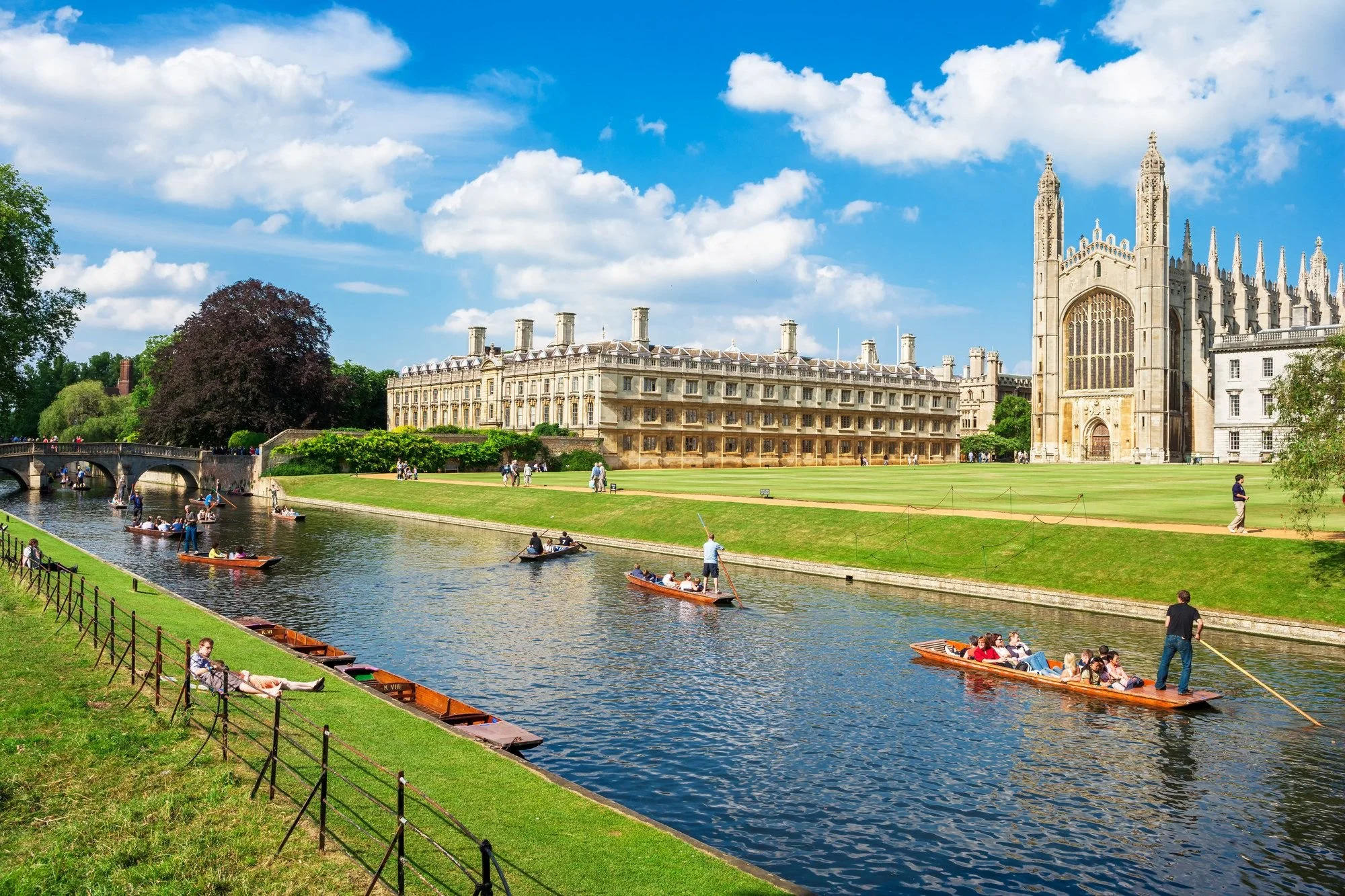 Punting on the river in Cambridge UK