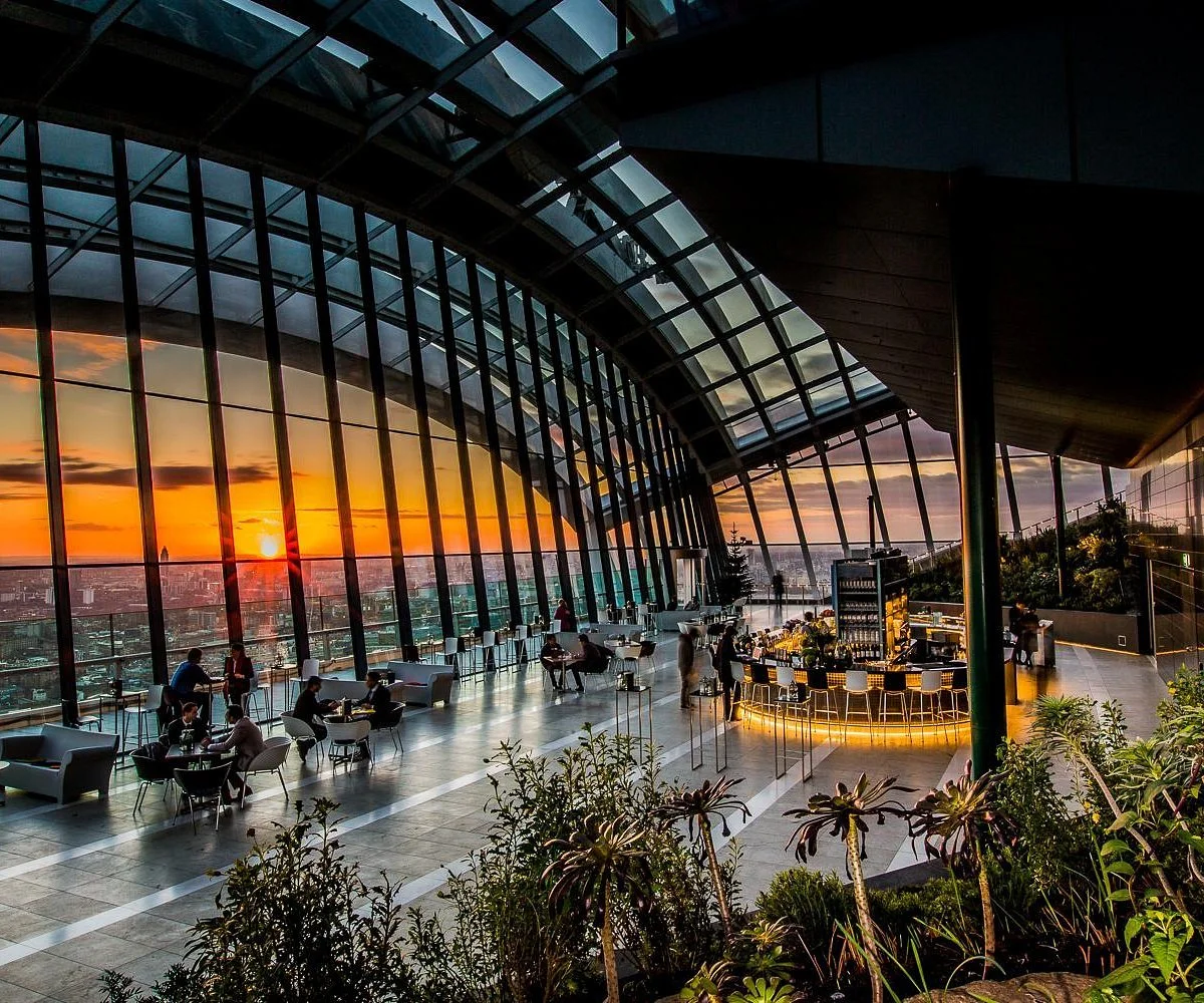 Sunset at free sky garden in London