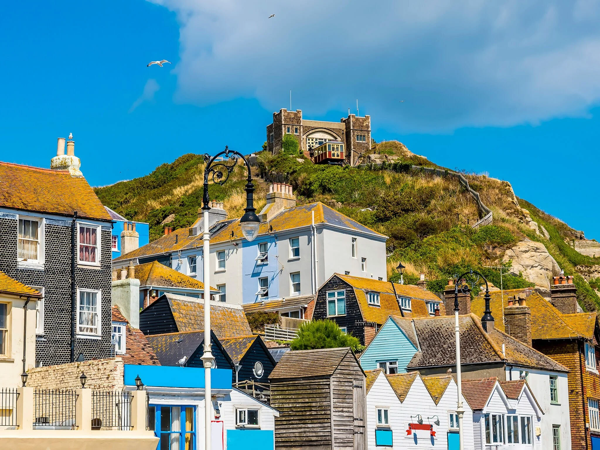 Pretty buildings in the coastal town of Hastings UK