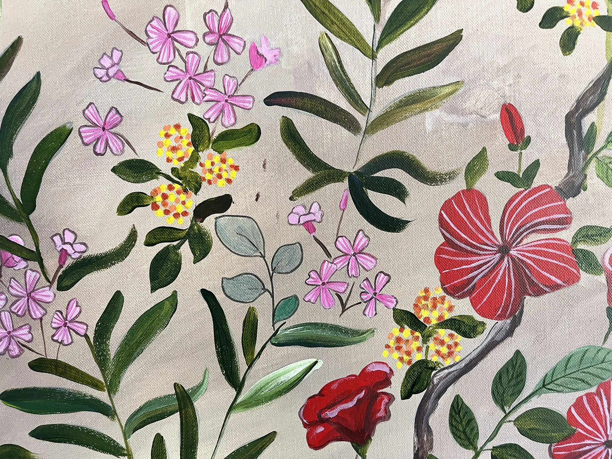 Hibiscus and florals acrylic on canvas.jpg