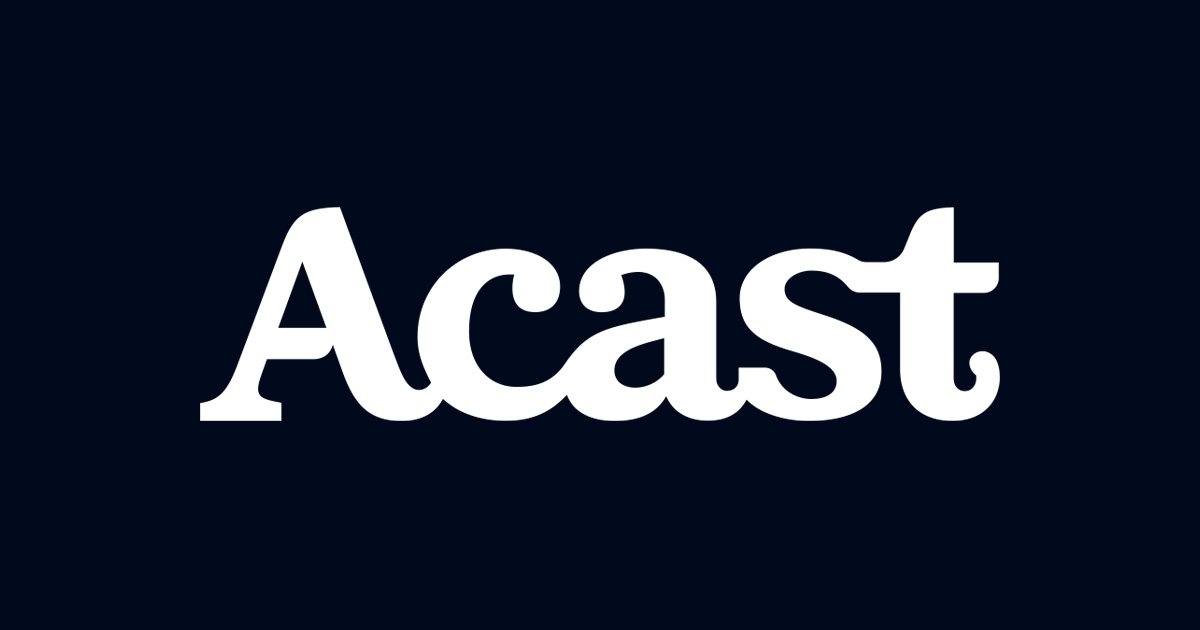Graphic with Acast logo with white text and black background.