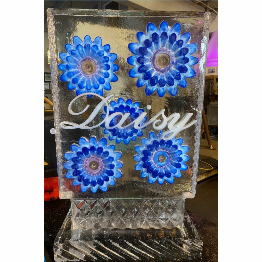 Single Block Ice Sculpture with Color