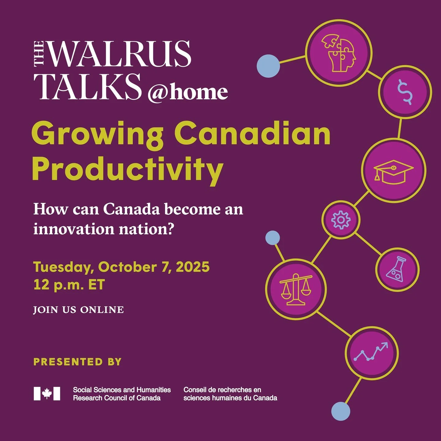 Strong productivity leads to faster growth, more jobs, and higher wages and helps protect the economy. At @SSHRC_CRSH presents @The Walrus Talks at Home: Growing Canadian Productivity, speakers discuss how Canada&rsquo;s productivity has stagnated in