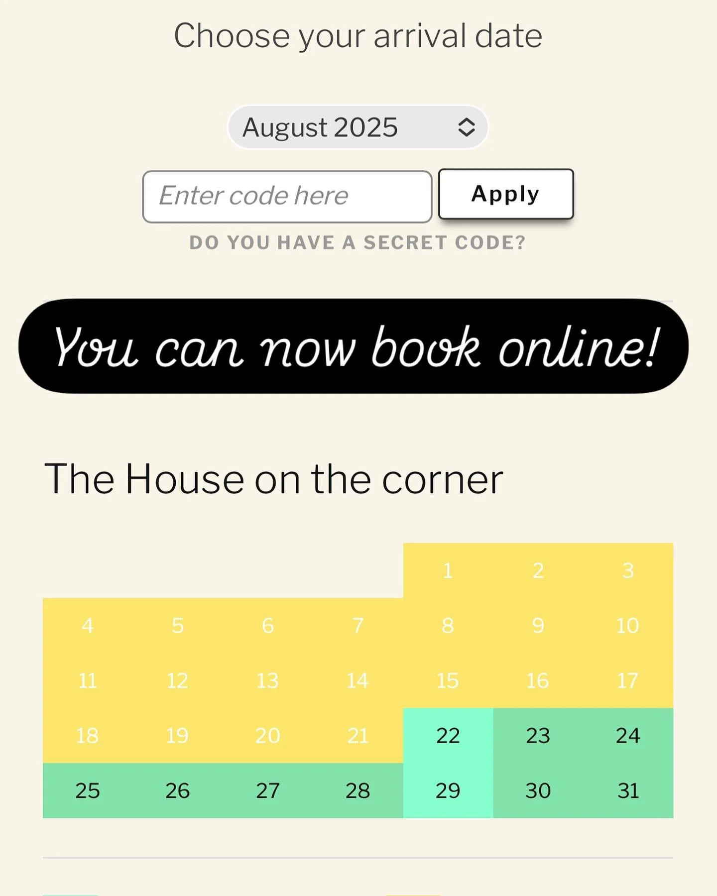 B O O K 
You can now book with us direct at www.thehouseonthecornermorfa.co.uk. 
Book on our new website for the best prices, earlier check in and of course to use our special discounts!!
To celebrate I have a discount code available for bookings