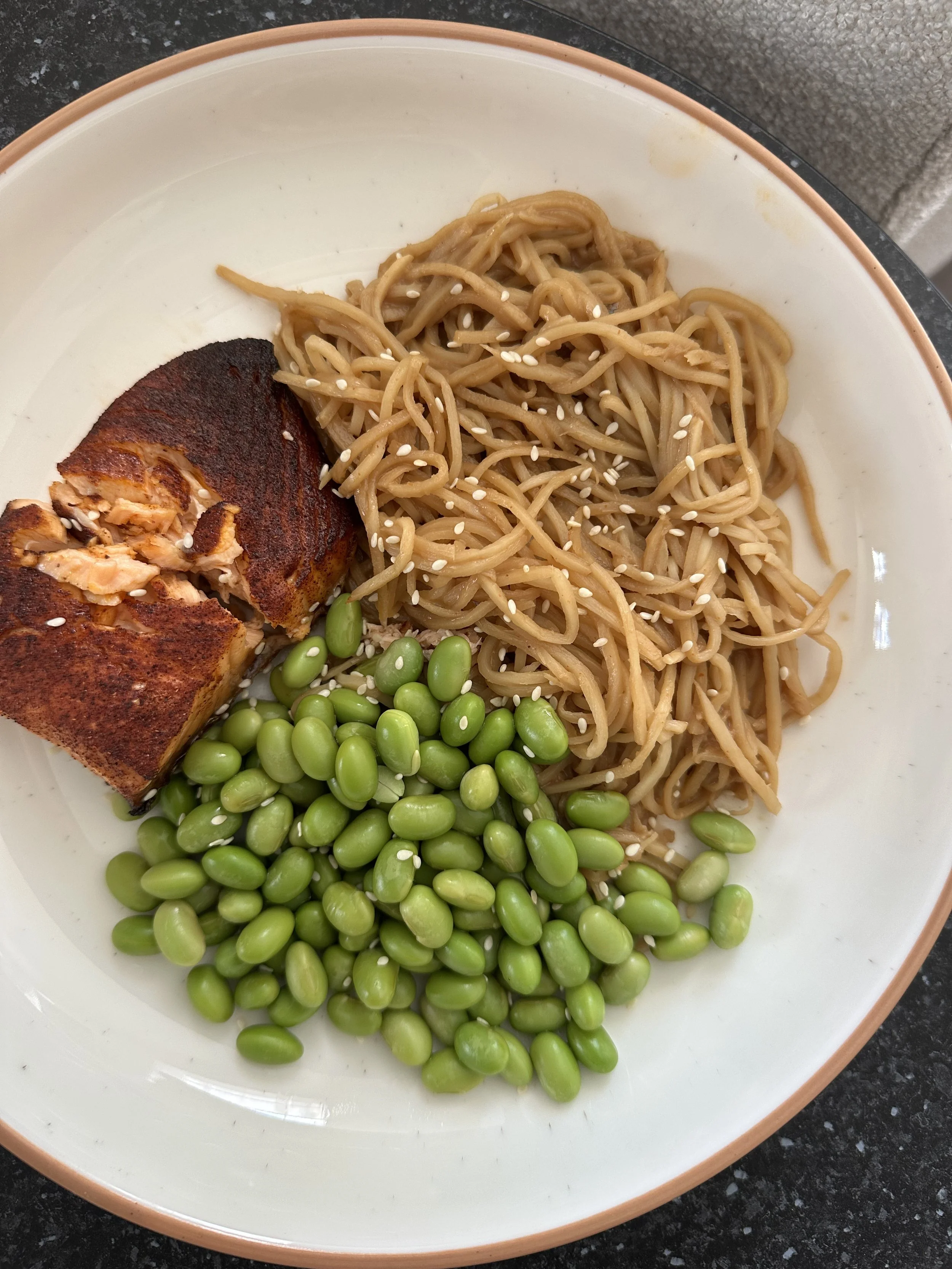 Peanut Noodles Salmon Edamame Bowl 