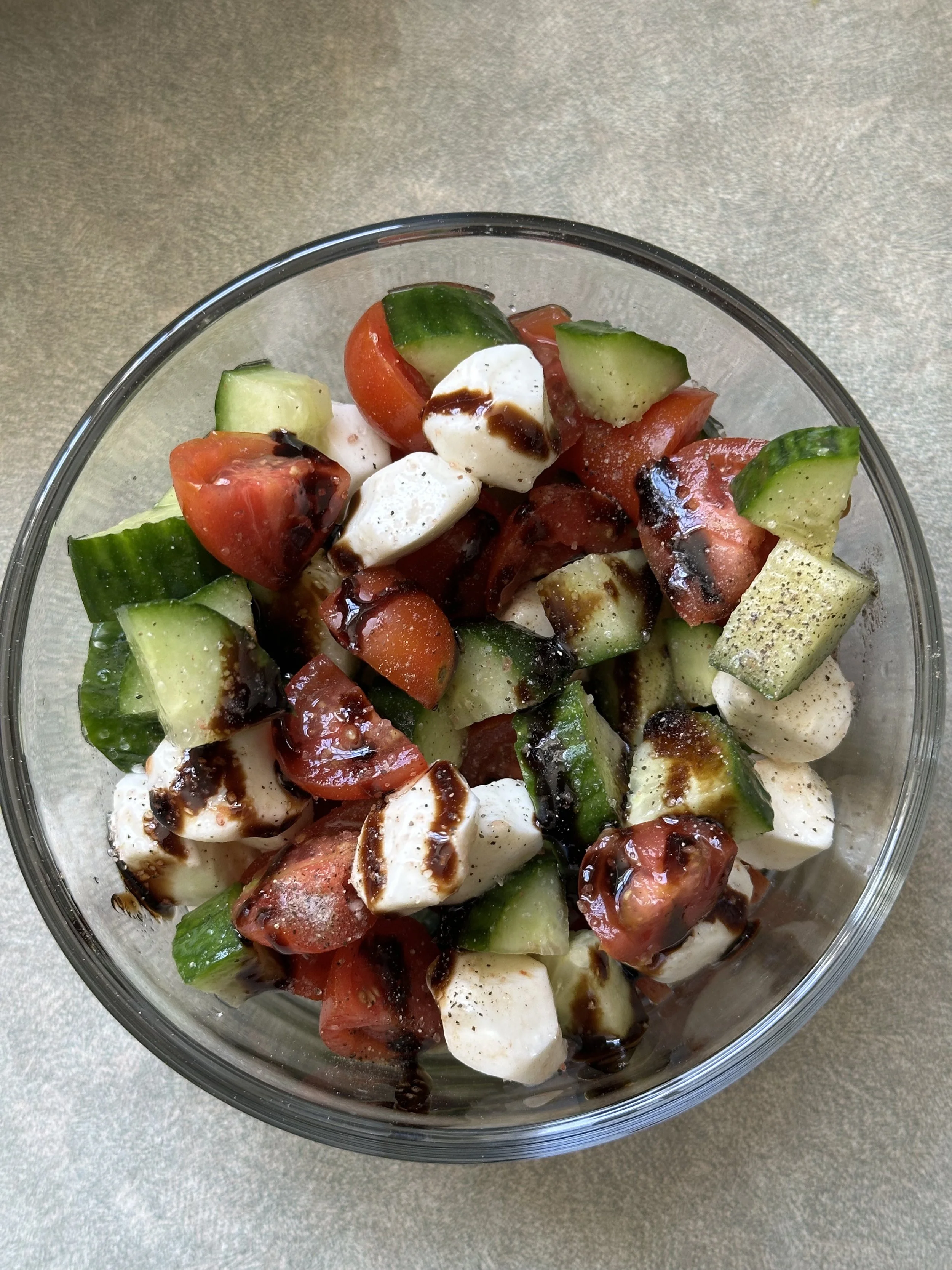 Cucumber Tomato Mozzarella Bowl