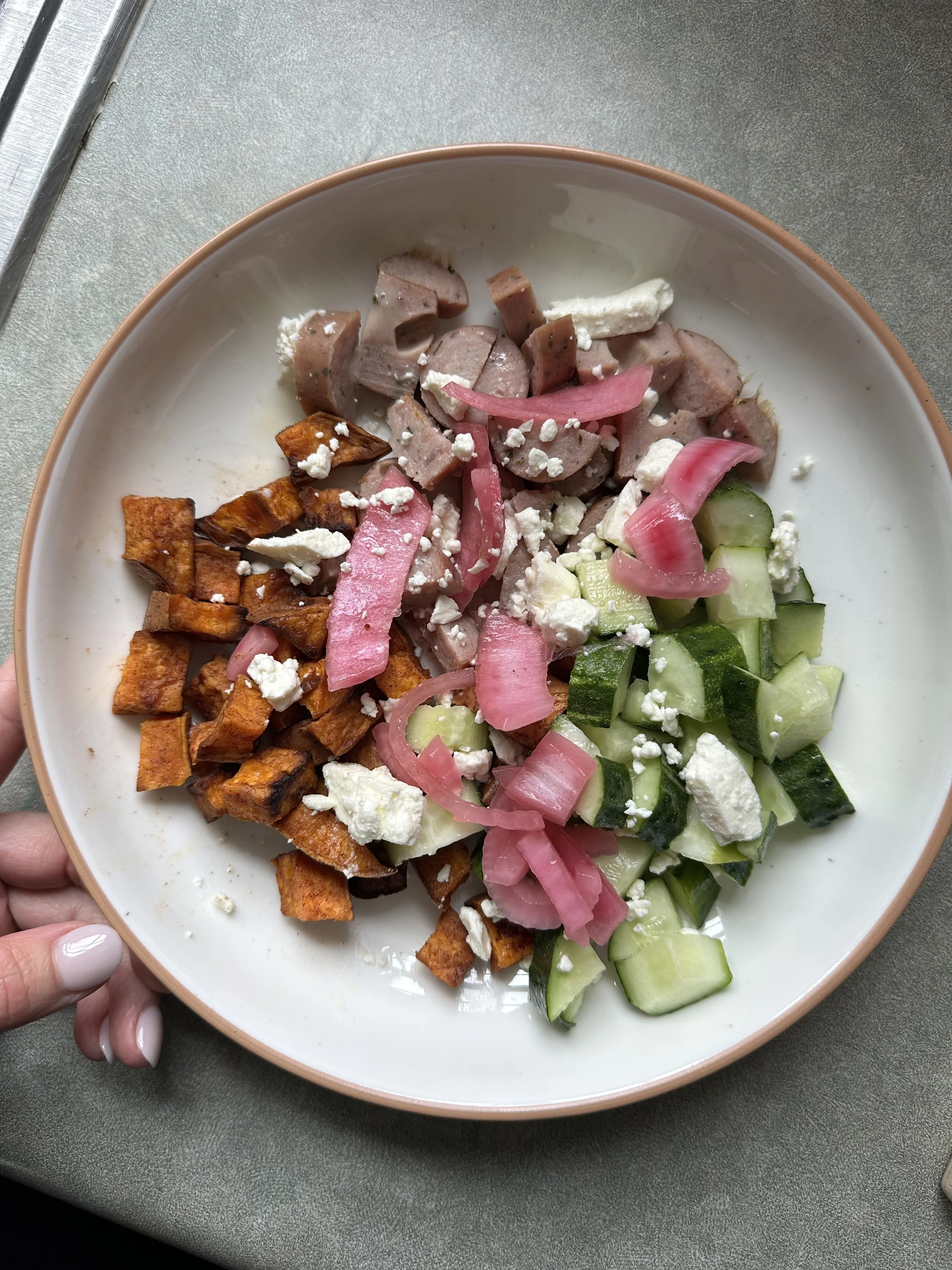 Chicken Sausage Sweet Potato Feta Lunch Bowl
