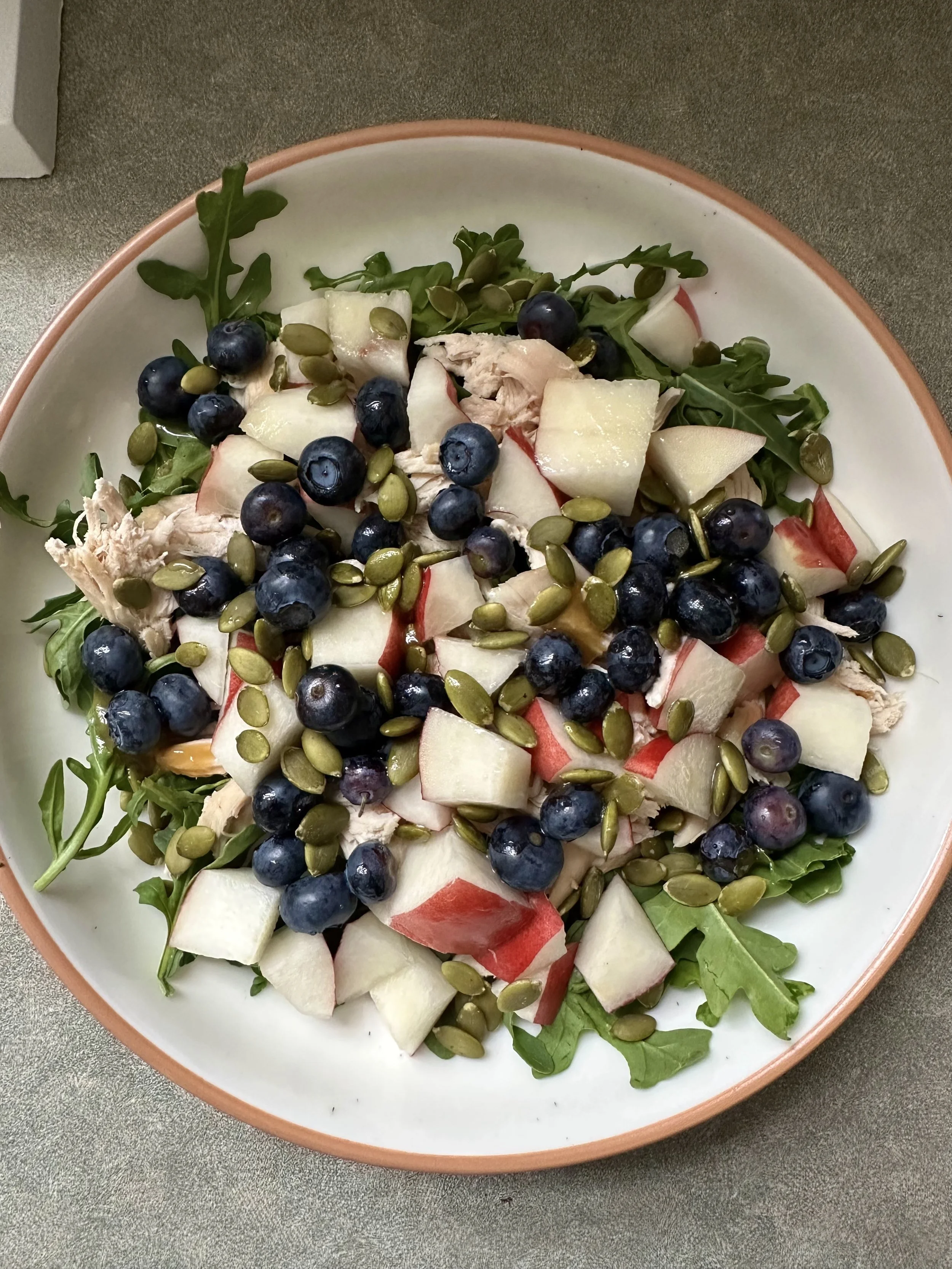 Blueberry Peach Arugula Chicken Salad 