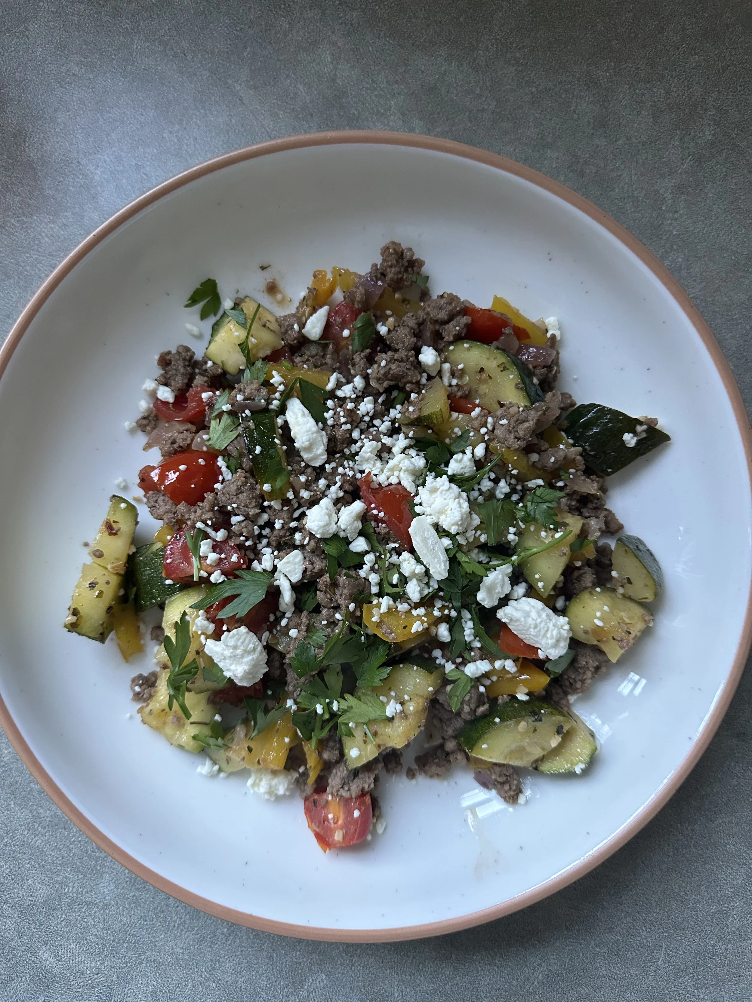 Mediterranean Ground Beef Stir Fry