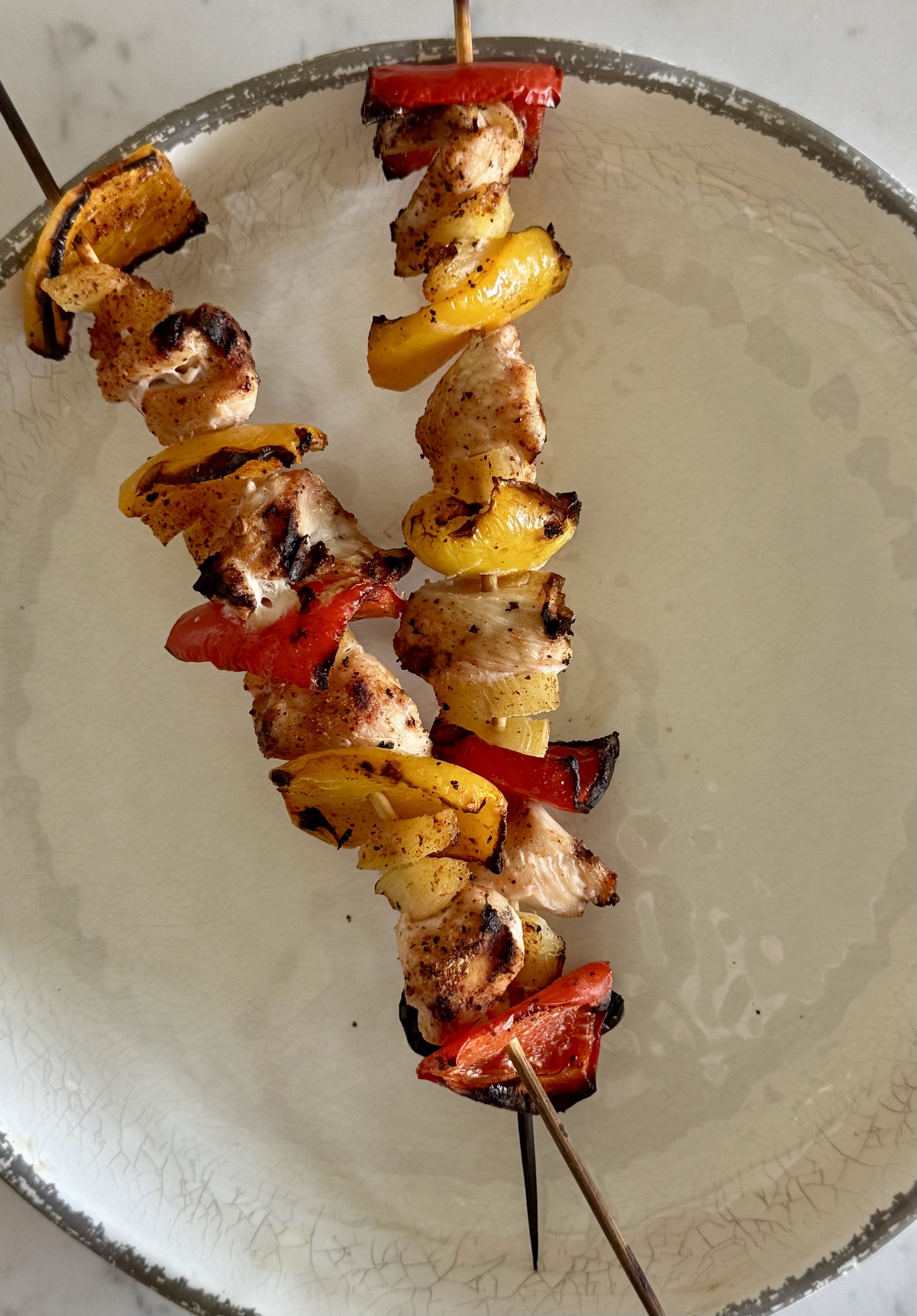 Hawaiian Chicken Kebabs with Coconut Rice
